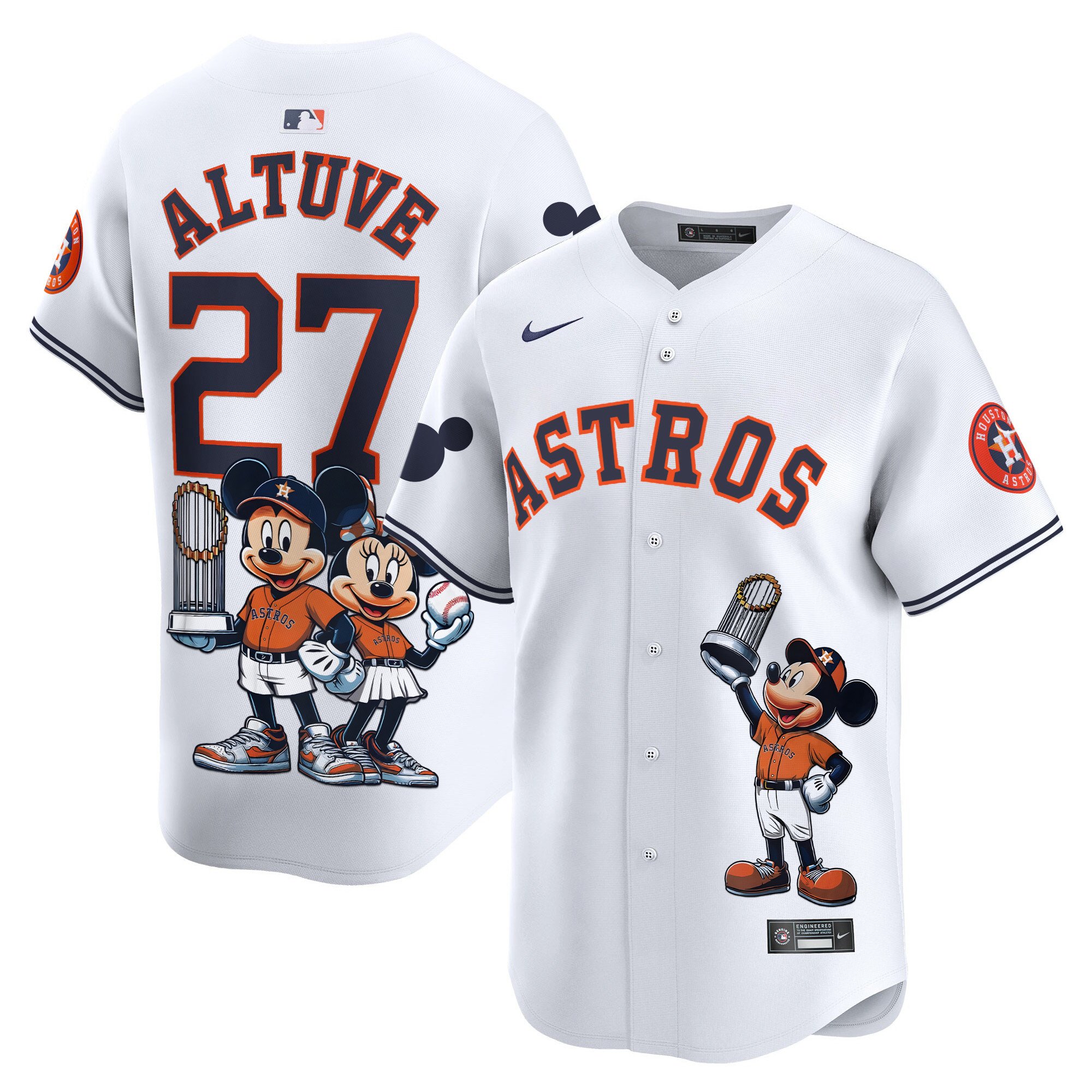 JosÃˆ AltuveUnisex Houston Astros Mickey Houston Vapor Premier Limited White Jersey - Printed
