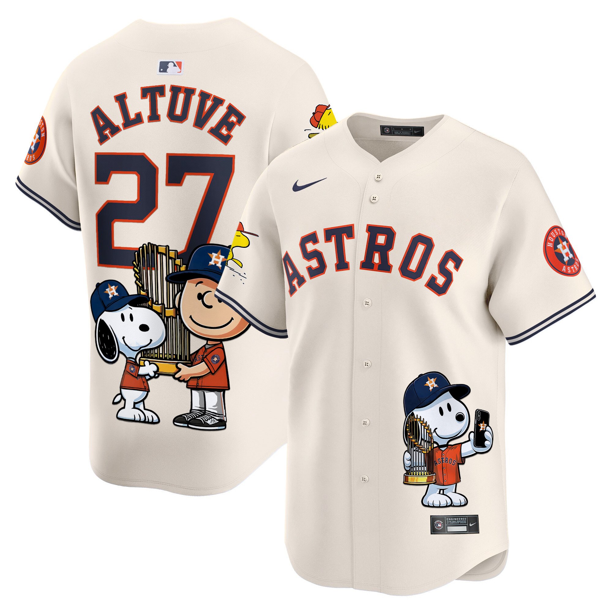 JosÃˆ AltuveUnisex Houston Astros Peanut Snoopy Vapor Premier Limited Cream Jersey - Printed