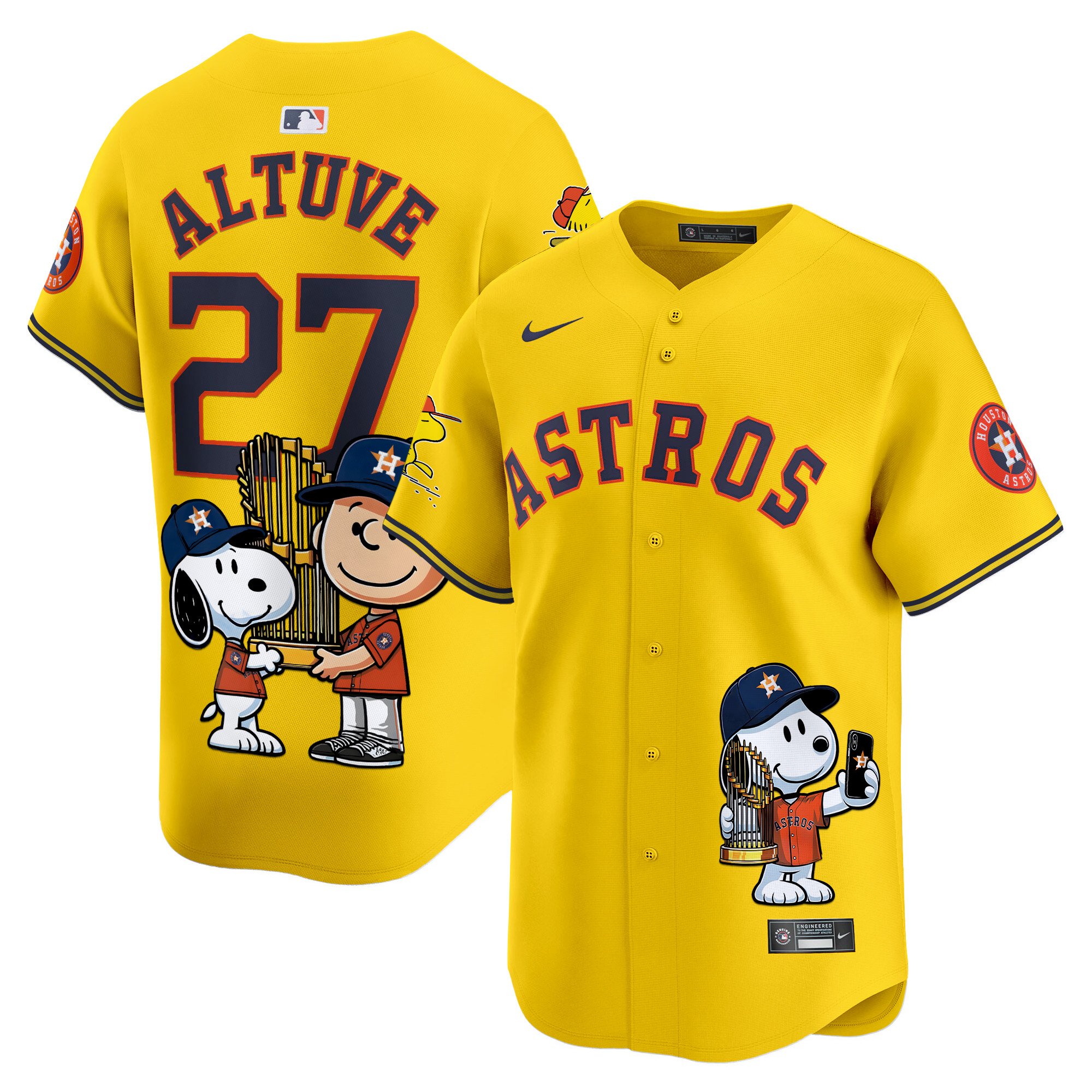 JosÃˆ AltuveUnisex Houston Astros Peanut Snoopy Vapor Premier Limited Gold Jersey - Printed