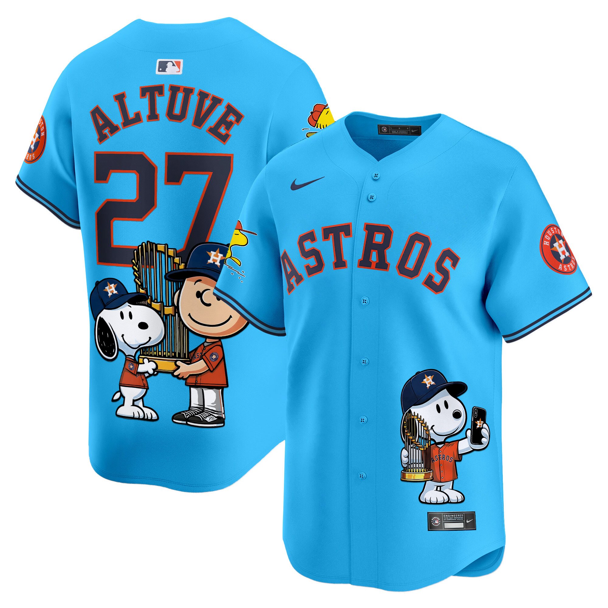 JosÃˆ AltuveUnisex Houston Astros Peanut Snoopy Vapor Premier Limited Light Blue Jersey - Printed