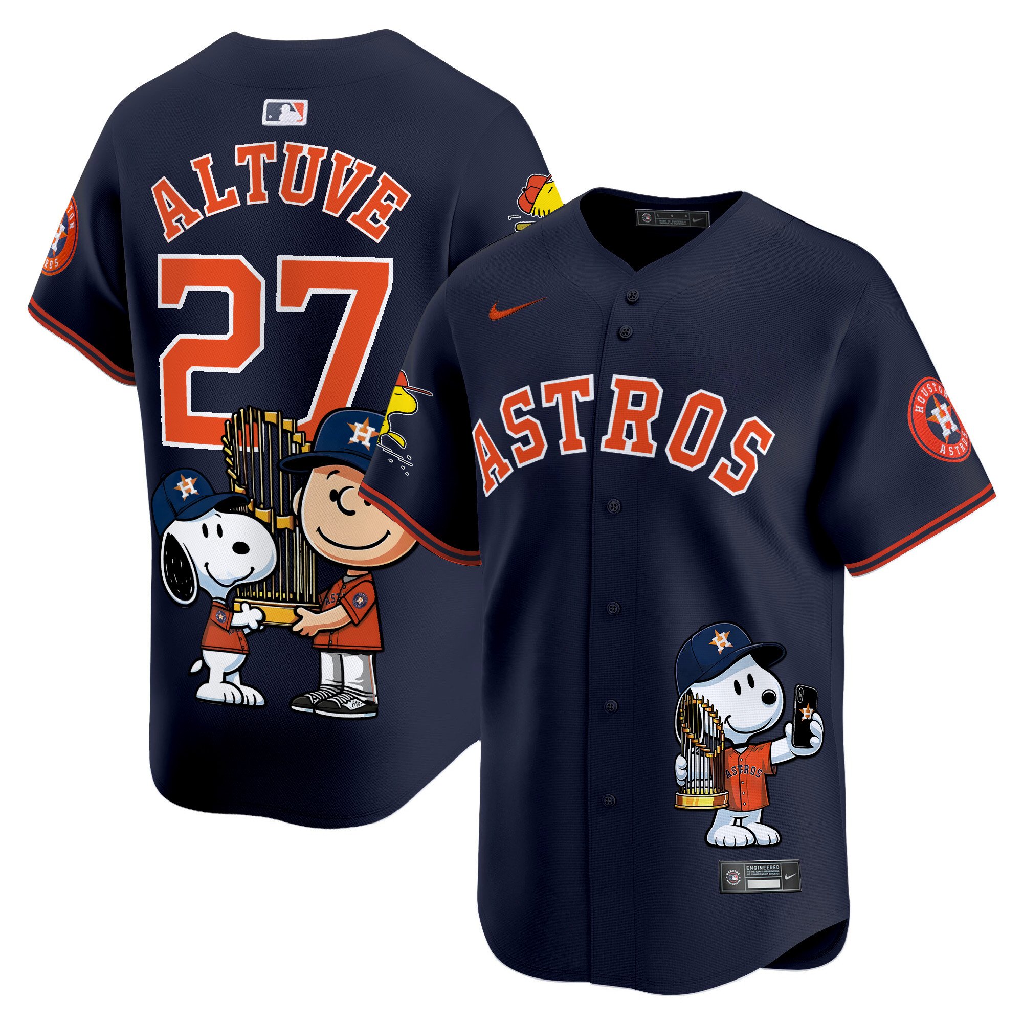 JosÃˆ AltuveUnisex Houston Astros Peanut Snoopy Vapor Premier Limited Navy Jersey - Printed