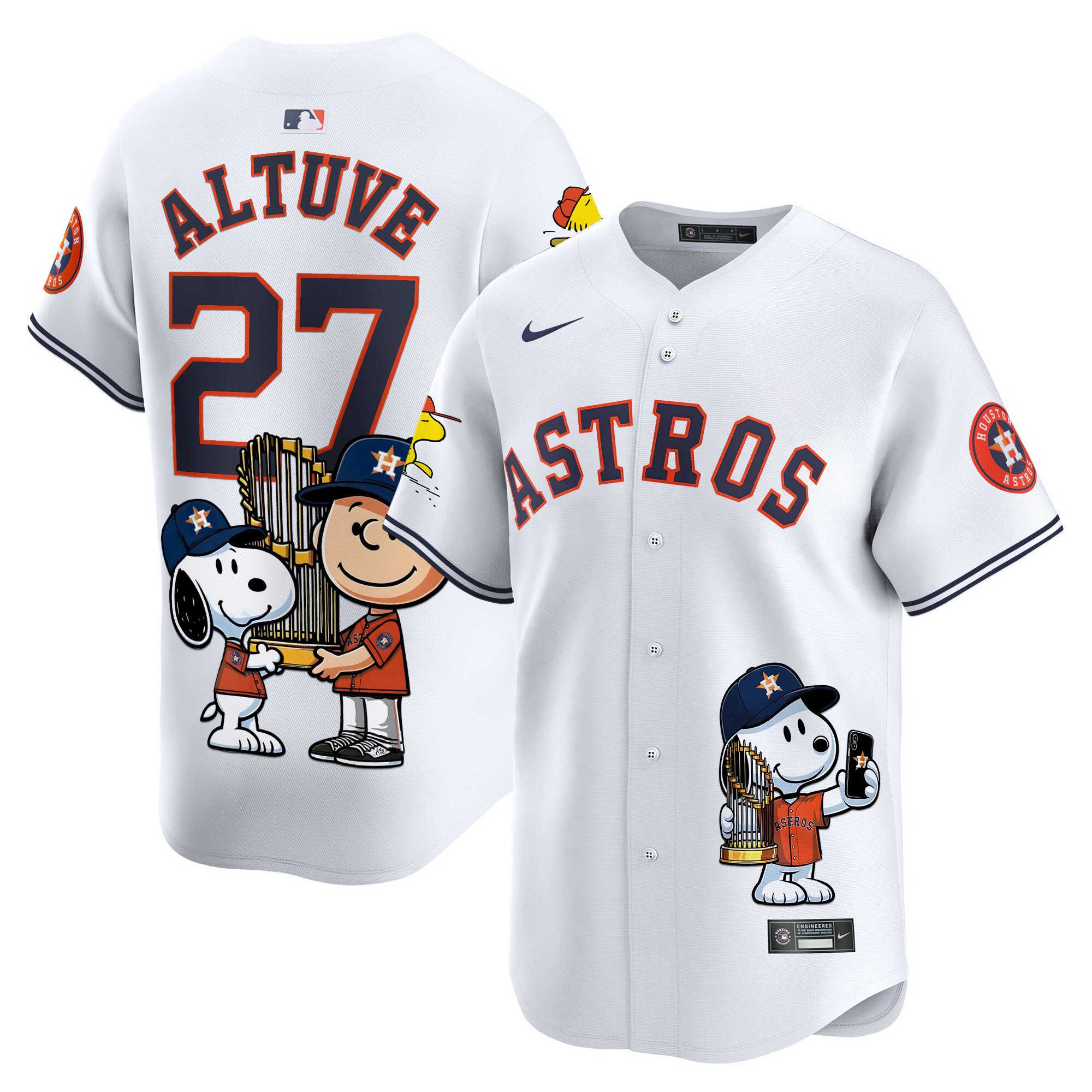 JosÃˆ AltuveUnisex Houston Astros Peanut Snoopy Vapor Premier Limited White Jersey - Printed