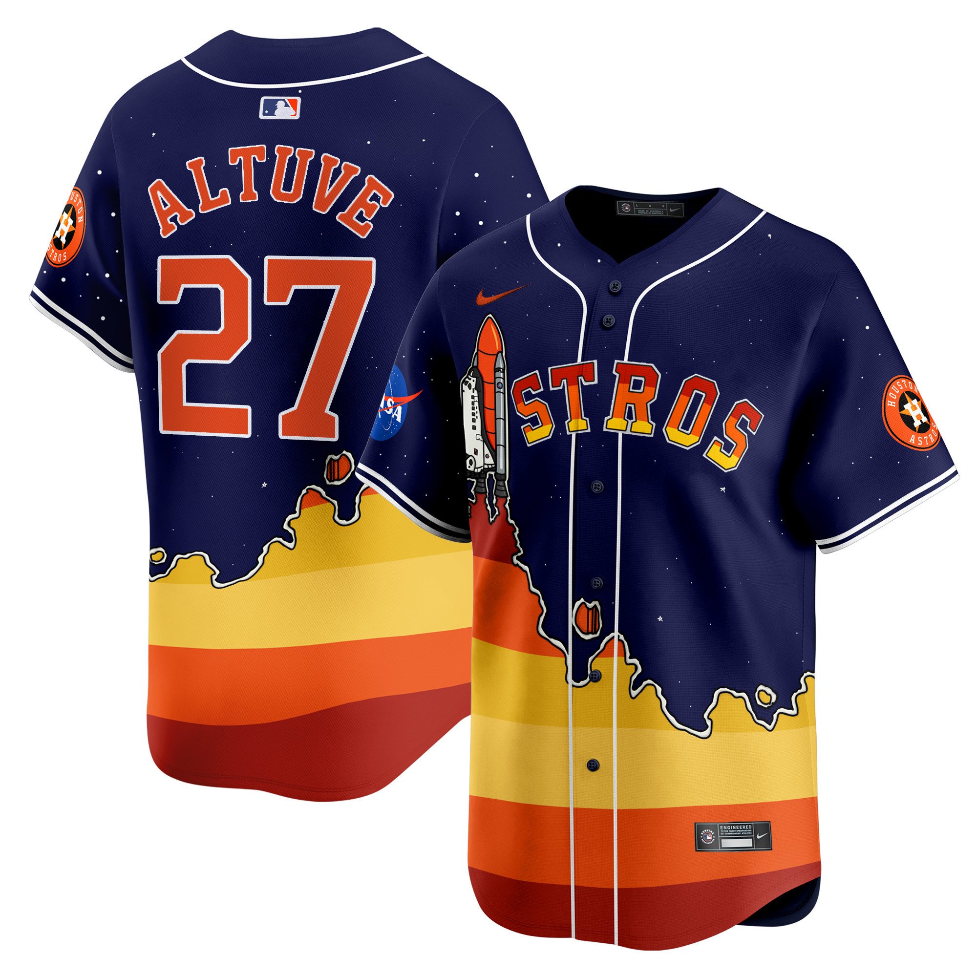 JosÃˆ AltuveUnisex Houston Astros Space City and The Rainbow Guts Vapor Premier Limited Navy Jersey - Printed