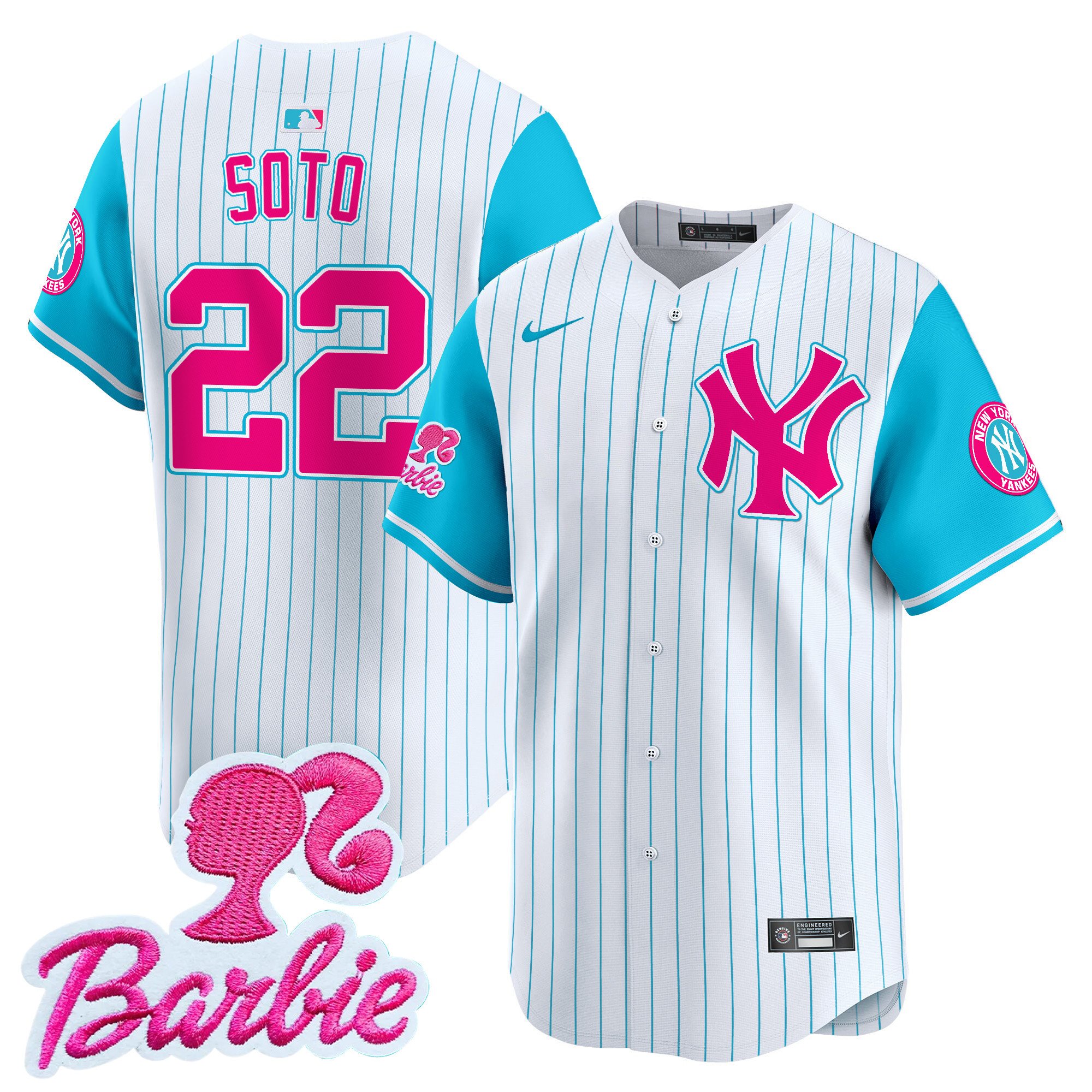 Juan SotoUnisex New York Yankees Barbie Patch Vapor Premier Limited Pinstripe Jersey - All Stitched