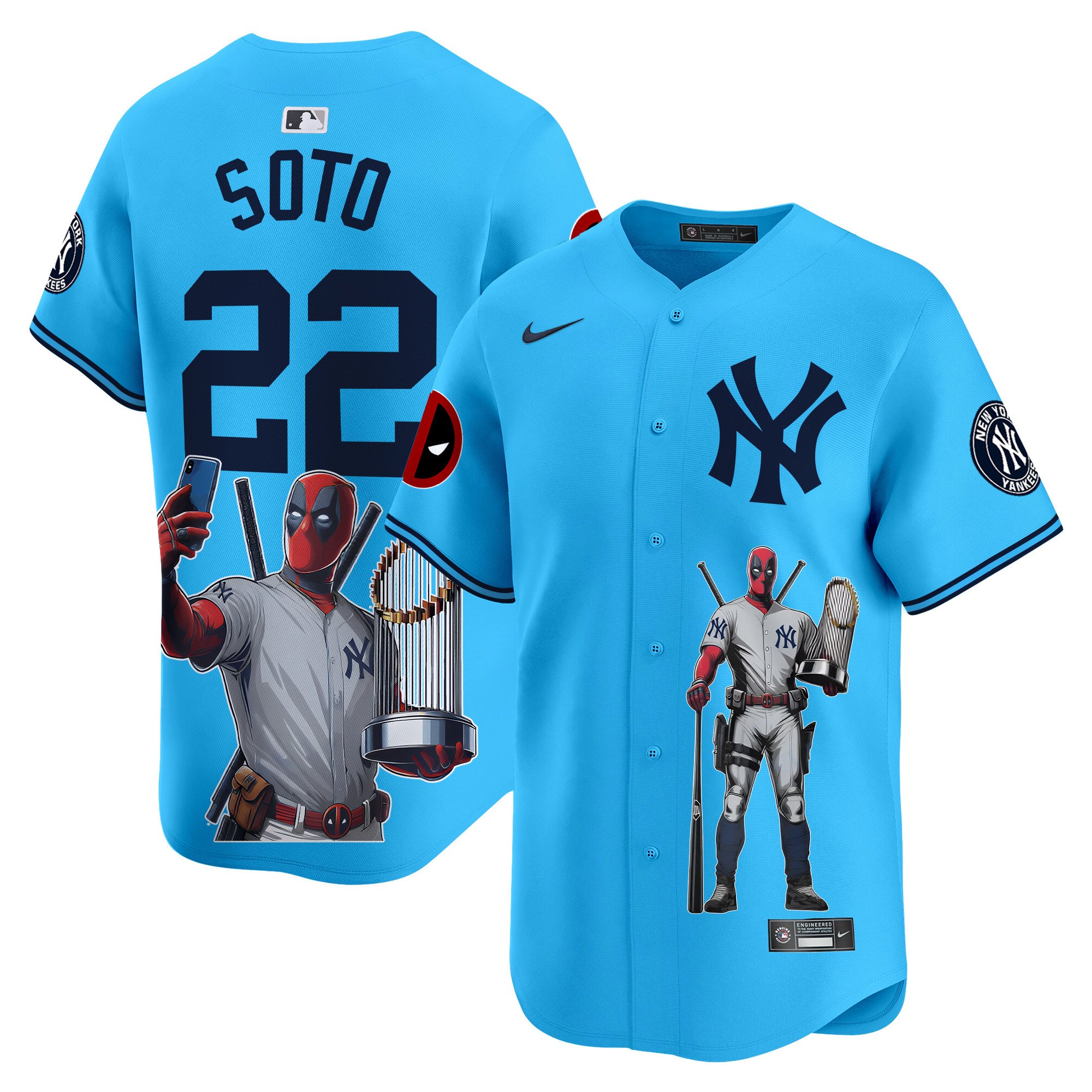 Juan SotoUnisex New York Yankees Deadpool Premier Limited Light Blue Jersey - Printed