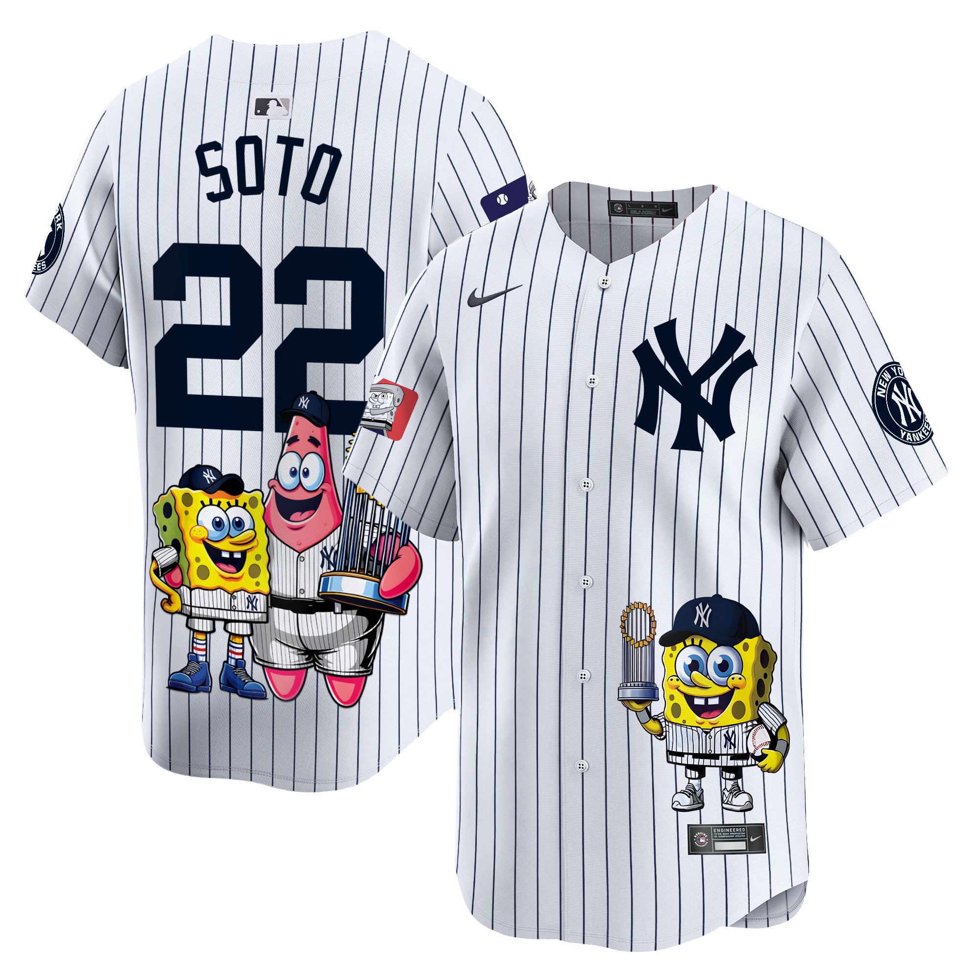 Juan SotoUnisex New York Yankees SpongeBob SquarePants Vapor Premier Limited White Jersey - Printed