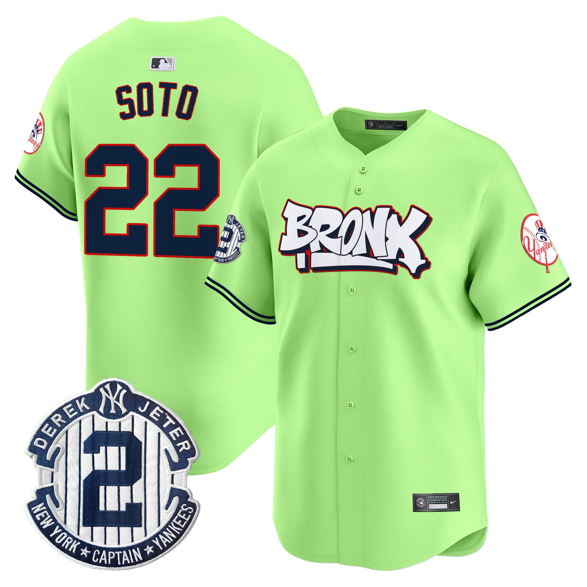 Juan SotoUnisex New York Yankees The Bronx Graffiti Vapor Premier Limited Green Jersey V4 - All Stitched