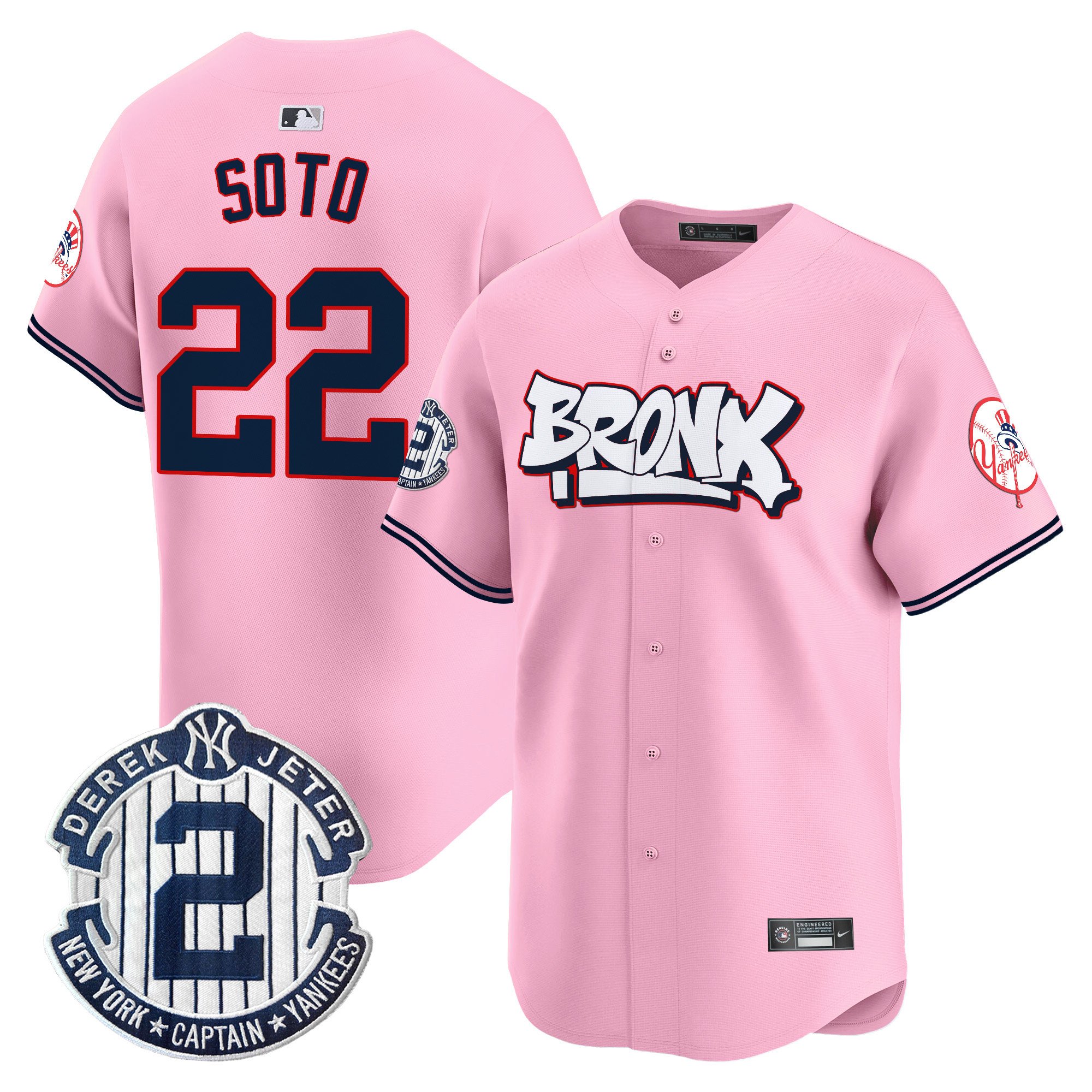 Juan SotoUnisex New York Yankees The Bronx Graffiti Vapor Premier Limited Pink Jersey V4 - All Stitched
