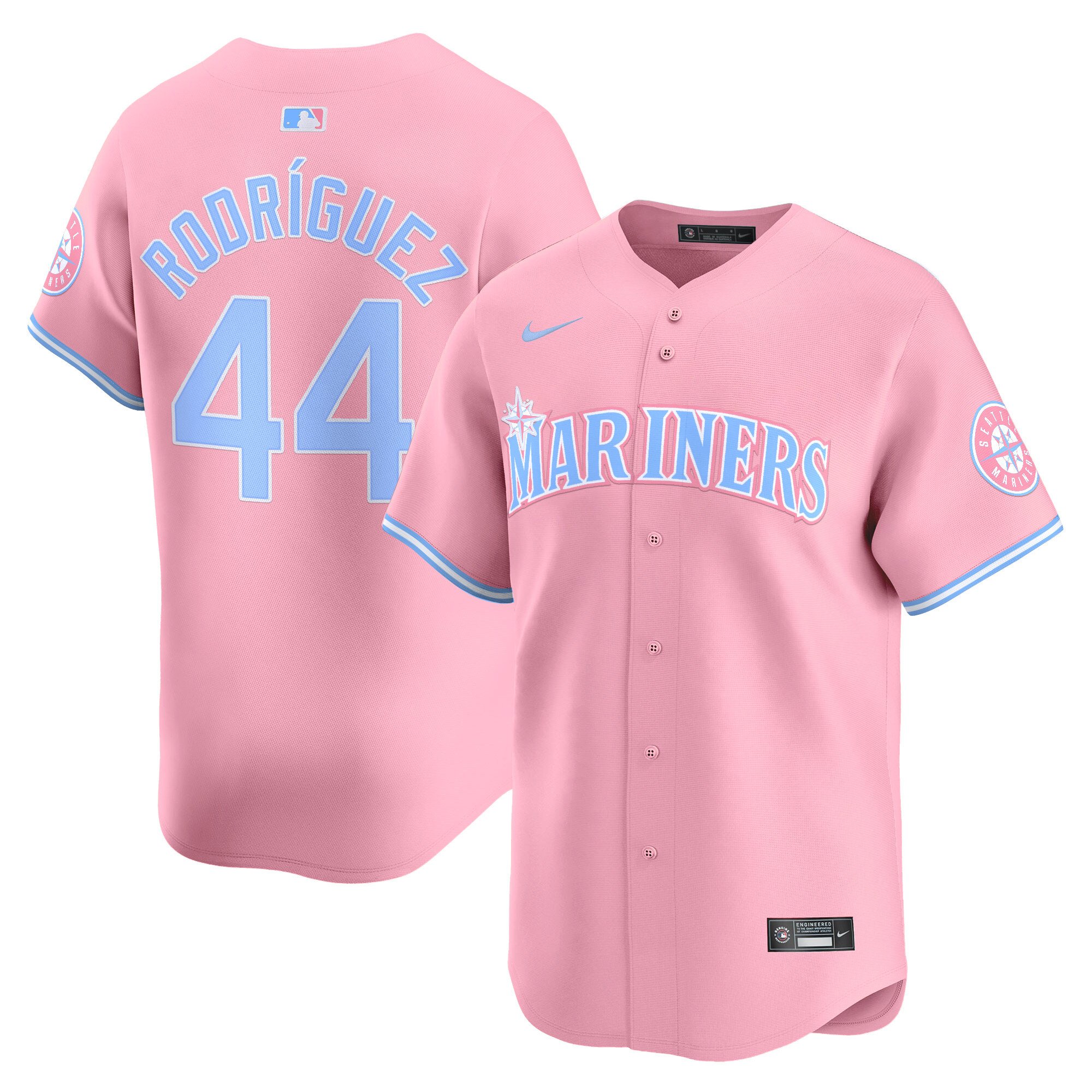 Julio RodrÃŒguezUnisex Seattle Mariners Bubblegum Pink Vapor Premier Limited Pink Jersey - All Stitched