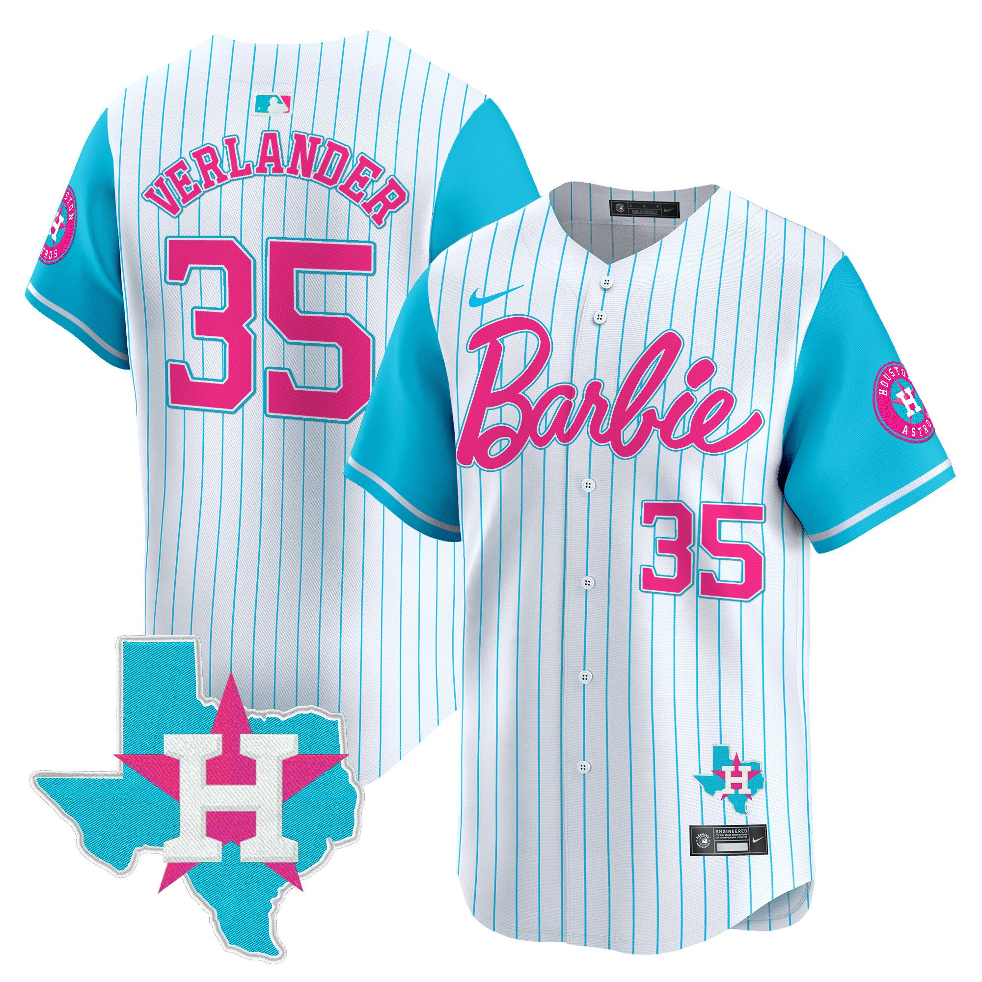 Justin VerlanderUnisex Houston Astros Barbie Vapor Premier Limited Pinstripe Jersey - All Stitched