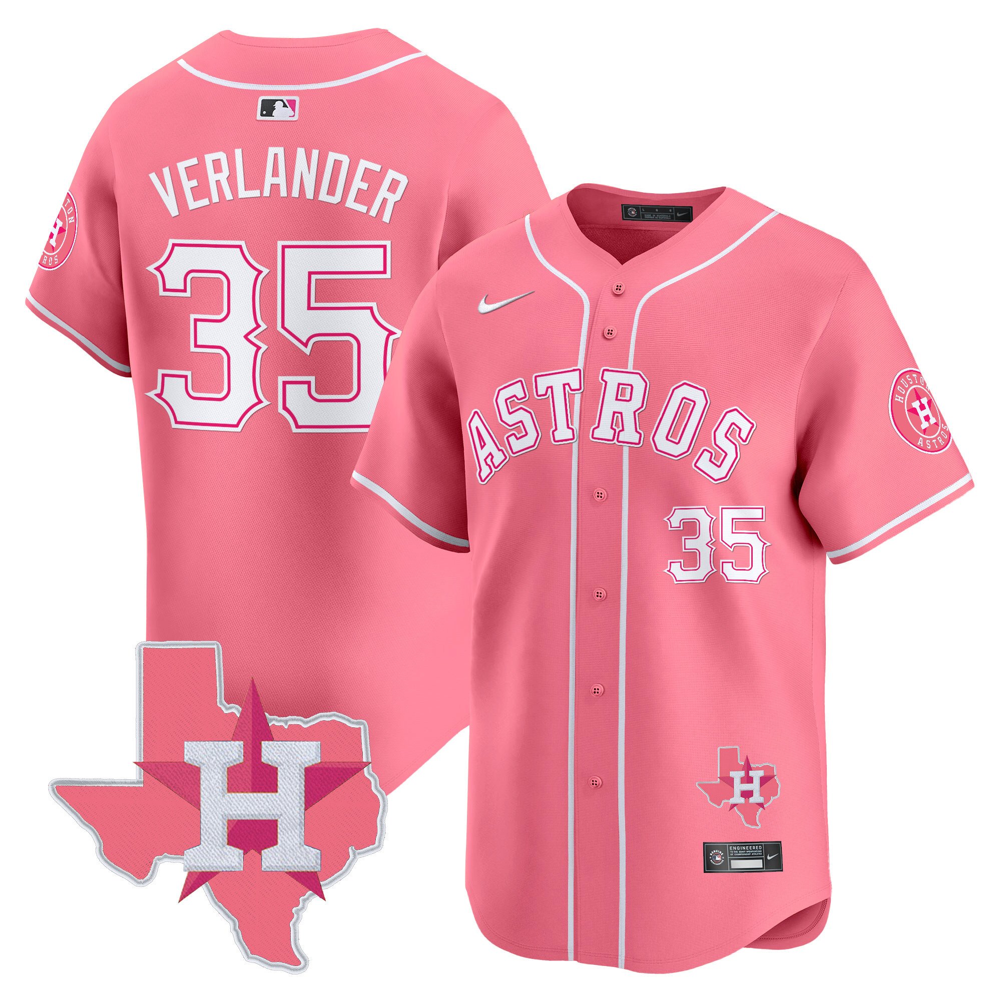 Justin VerlanderUnisex Houston Astros Bubblegum Pink Vapor Premier Limited Pink Jersey V2 - All Stitched
