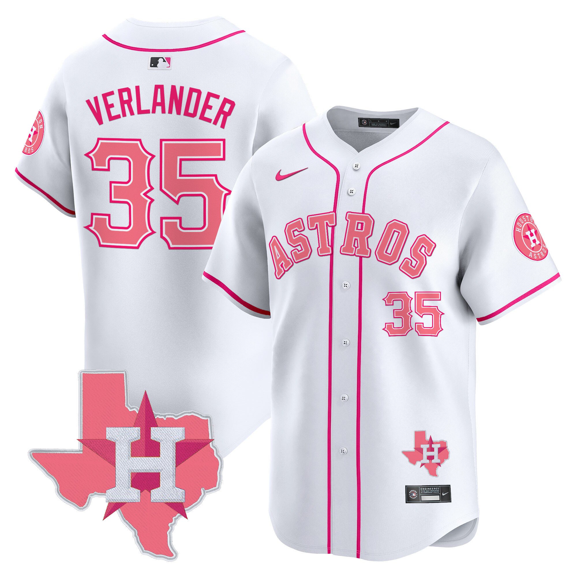 Justin VerlanderUnisex Houston Astros Bubblegum Pink Vapor Premier Limited White Jersey V2 - All Stitched