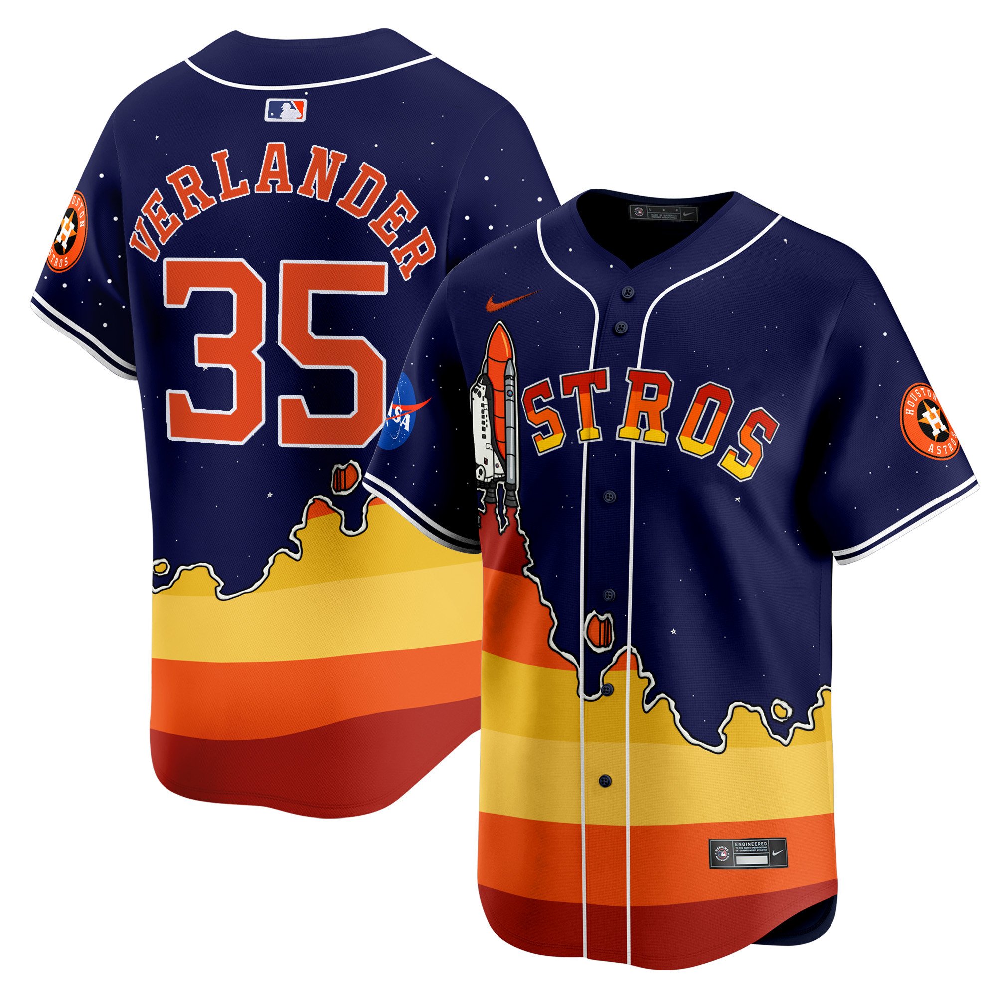 Justin VerlanderUnisex Houston Astros Space City and The Rainbow Guts Vapor Premier Limited Navy Jersey - Printed