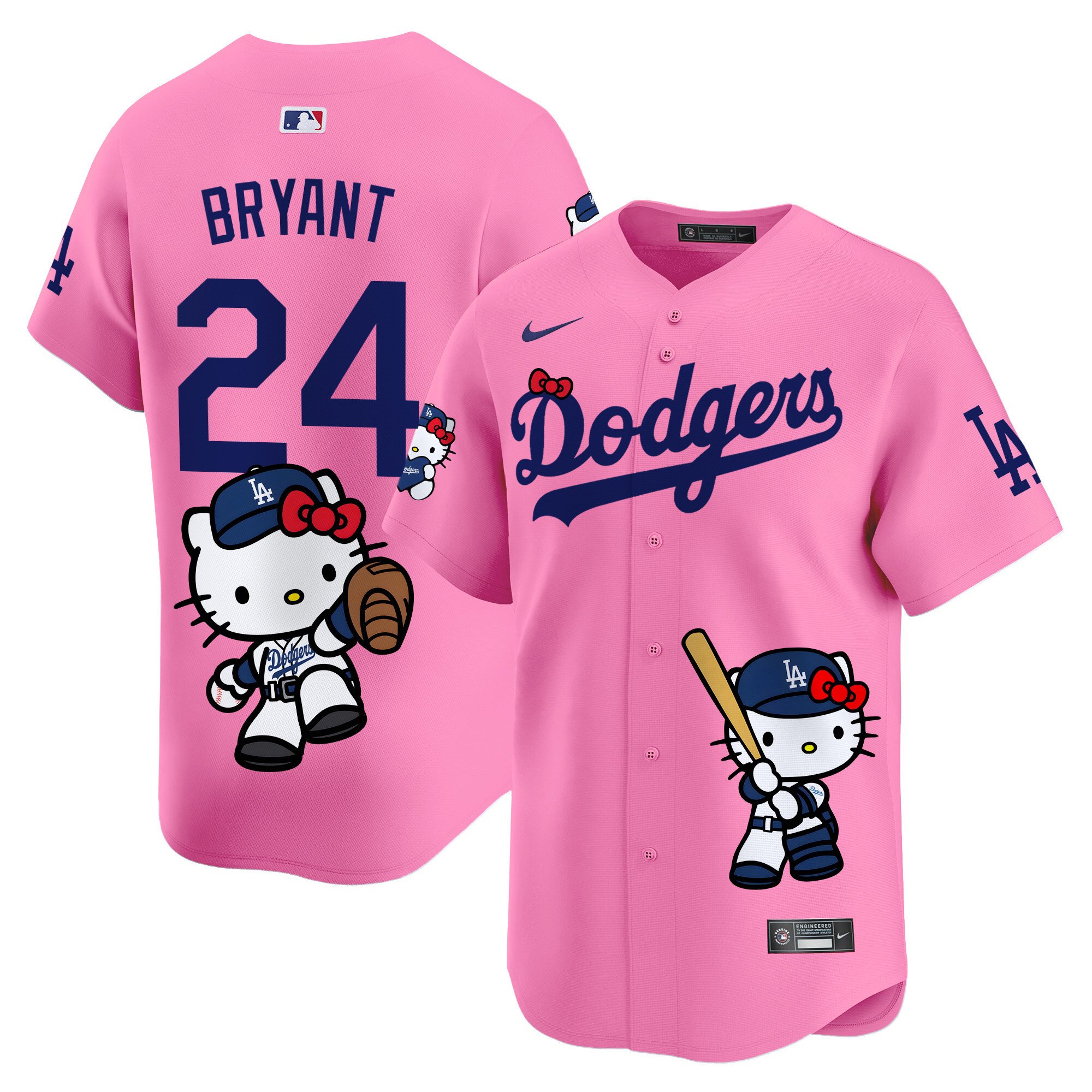 Kobe BryantUnisex Los Angeles Dodgers Hello Kitty Vapor Premier Limited Pink Jersey - Printed