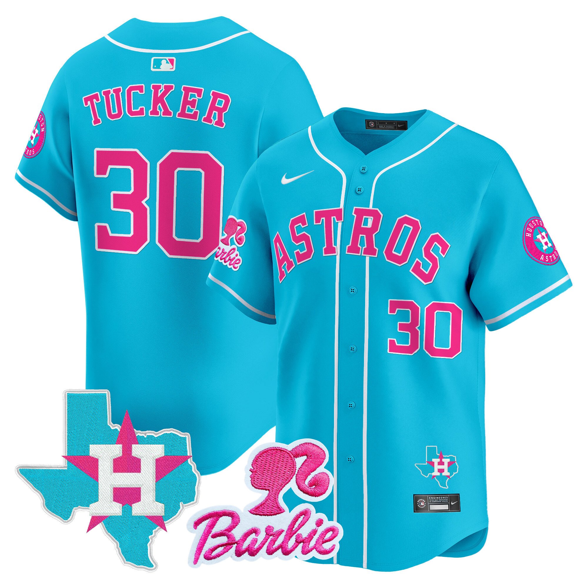 Kyle TuckerUnisex Houston Astros Barbie Patch Vapor Premier Limited Light Blue Jersey - All Stitched