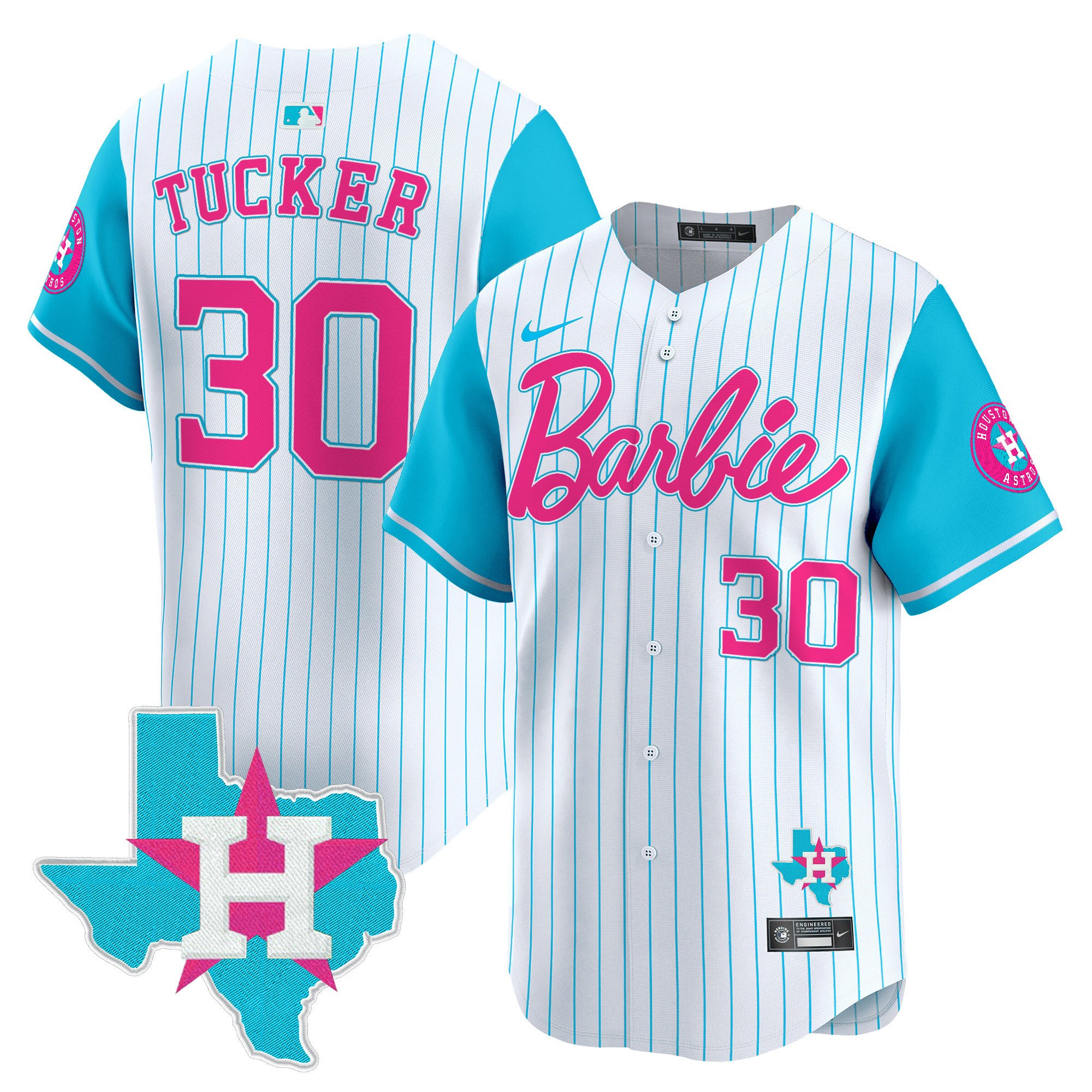 Kyle TuckerUnisex Houston Astros Barbie Vapor Premier Limited Pinstripe Jersey - All Stitched