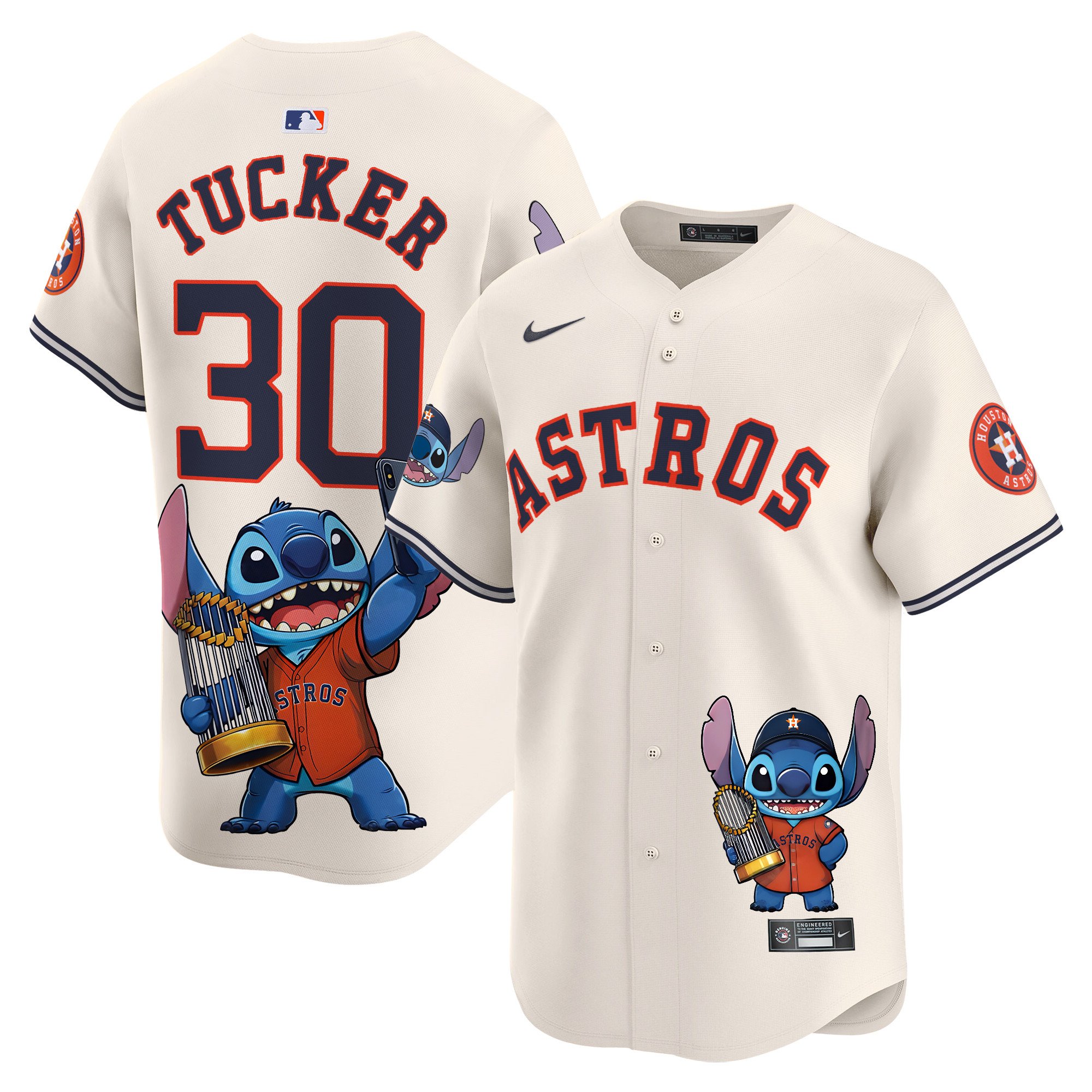 Kyle TuckerUnisex Houston Astros Lilo And Stitch Vapor Premier Limited Cream Jersey - Printed