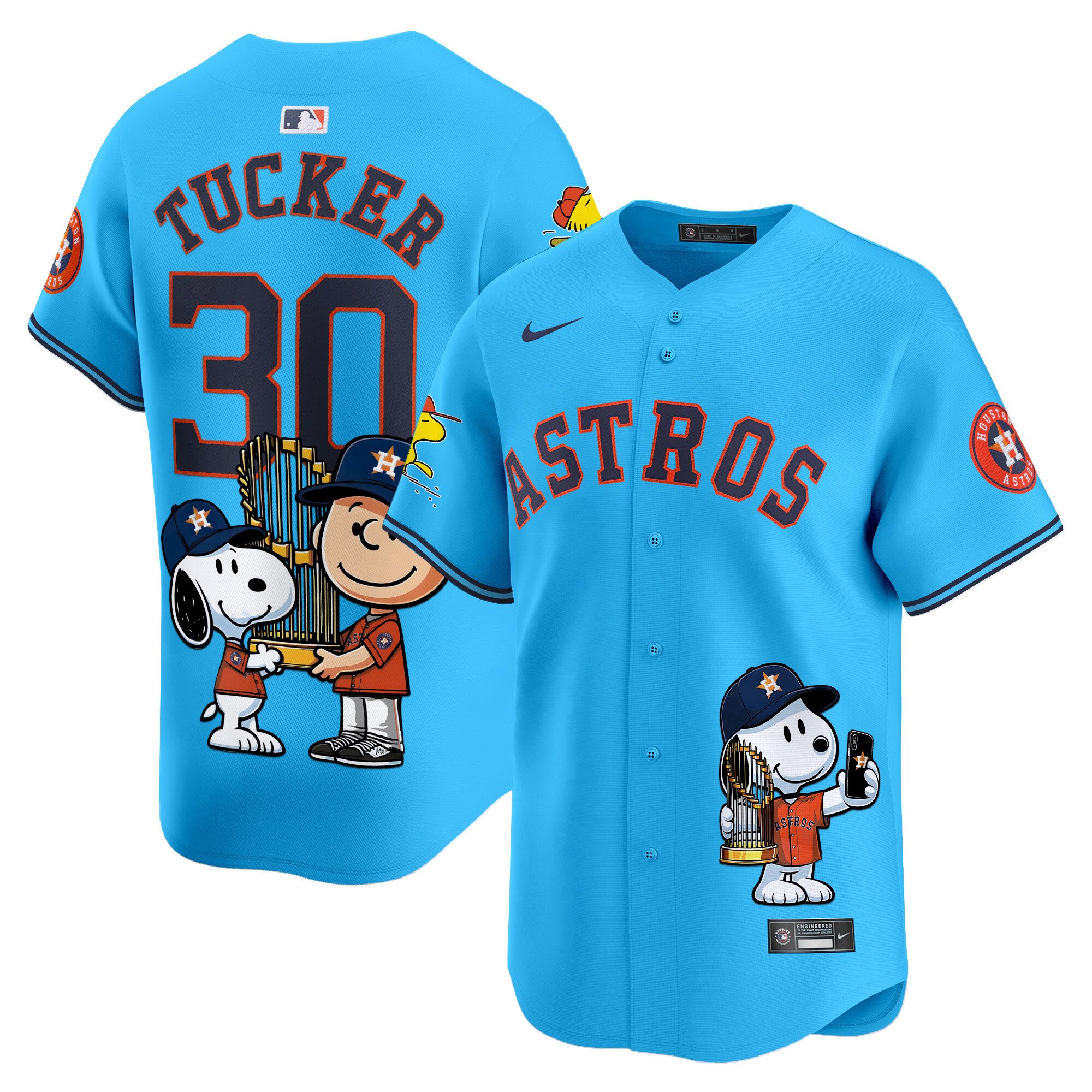 Kyle TuckerUnisex Houston Astros Peanut Snoopy Vapor Premier Limited Light Blue Jersey - Printed