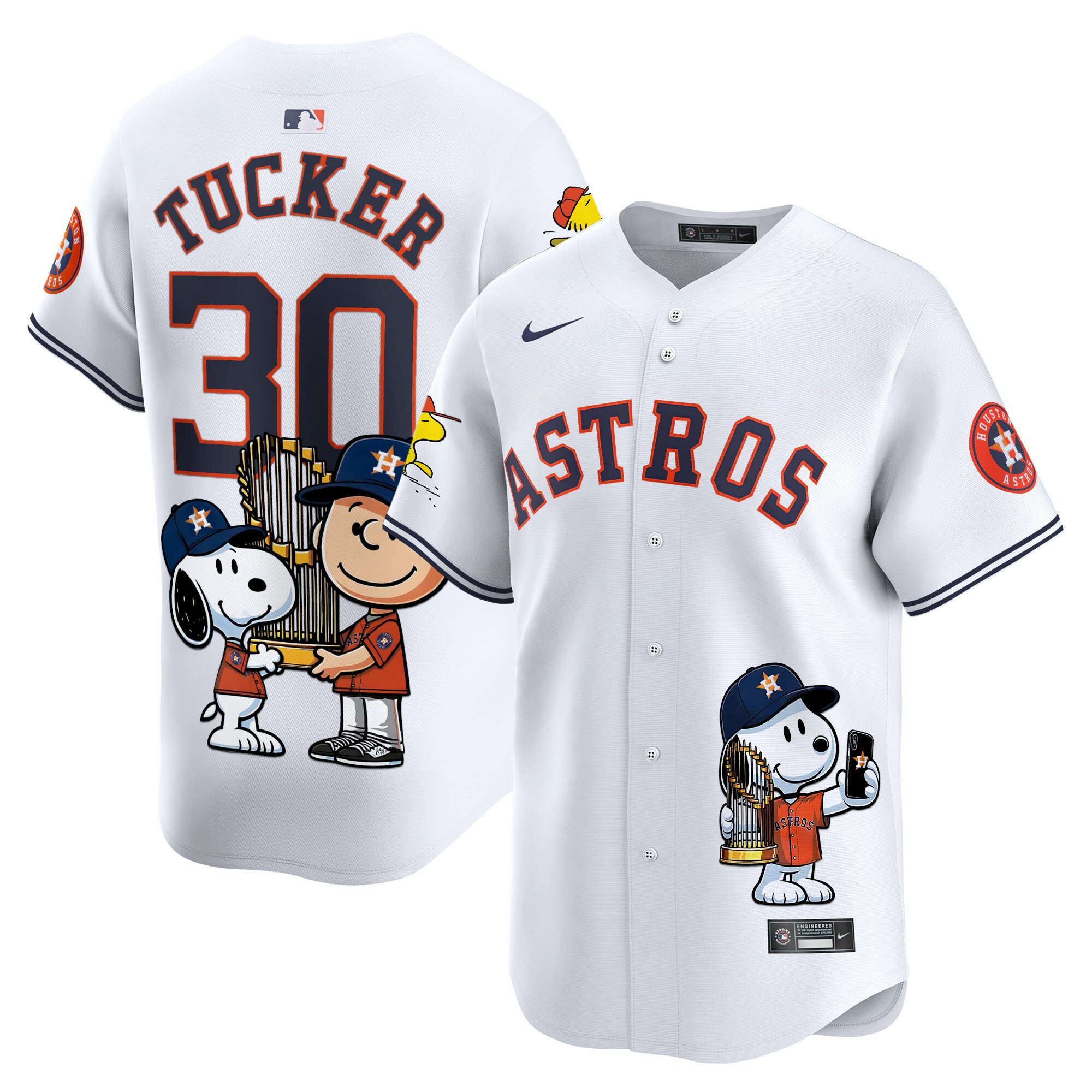 Kyle TuckerUnisex Houston Astros Peanut Snoopy Vapor Premier Limited White Jersey - Printed