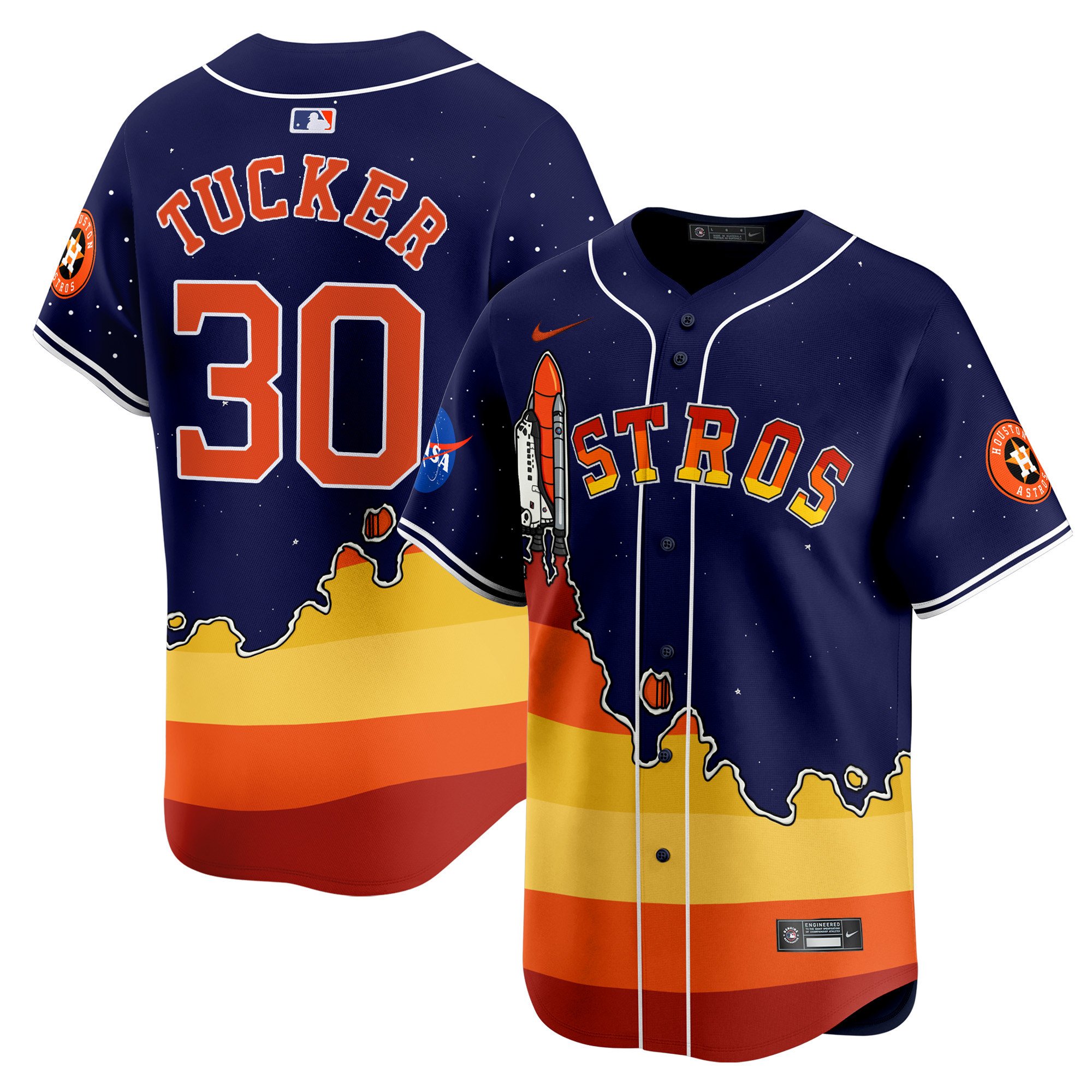Kyle TuckerUnisex Houston Astros Space City and The Rainbow Guts Vapor Premier Limited Navy Jersey - Printed