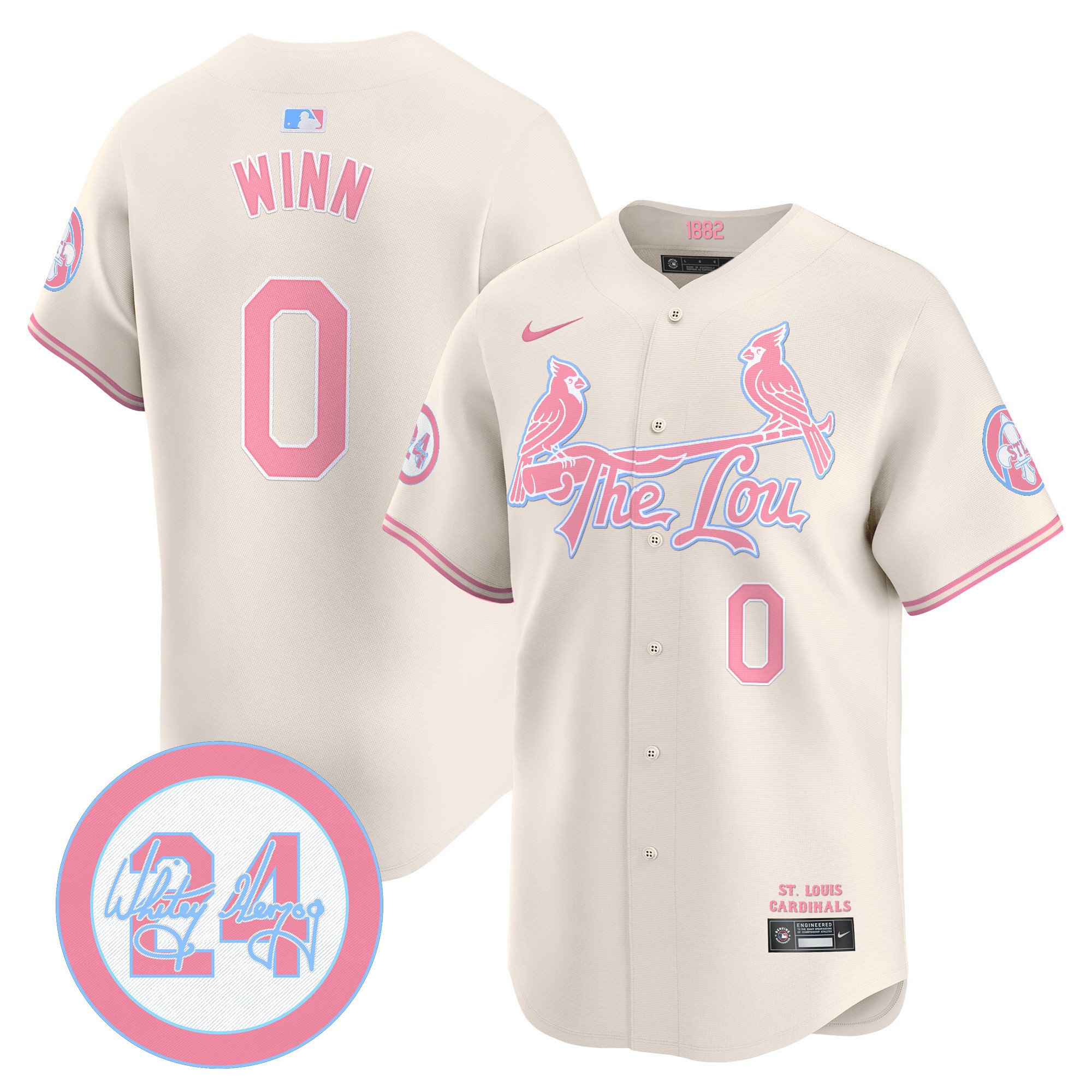 Masyn WinnUnisex St. Louis Cardinals Bubblegum Pink Vapor Premier Limited Cream Jersey - All Stitched