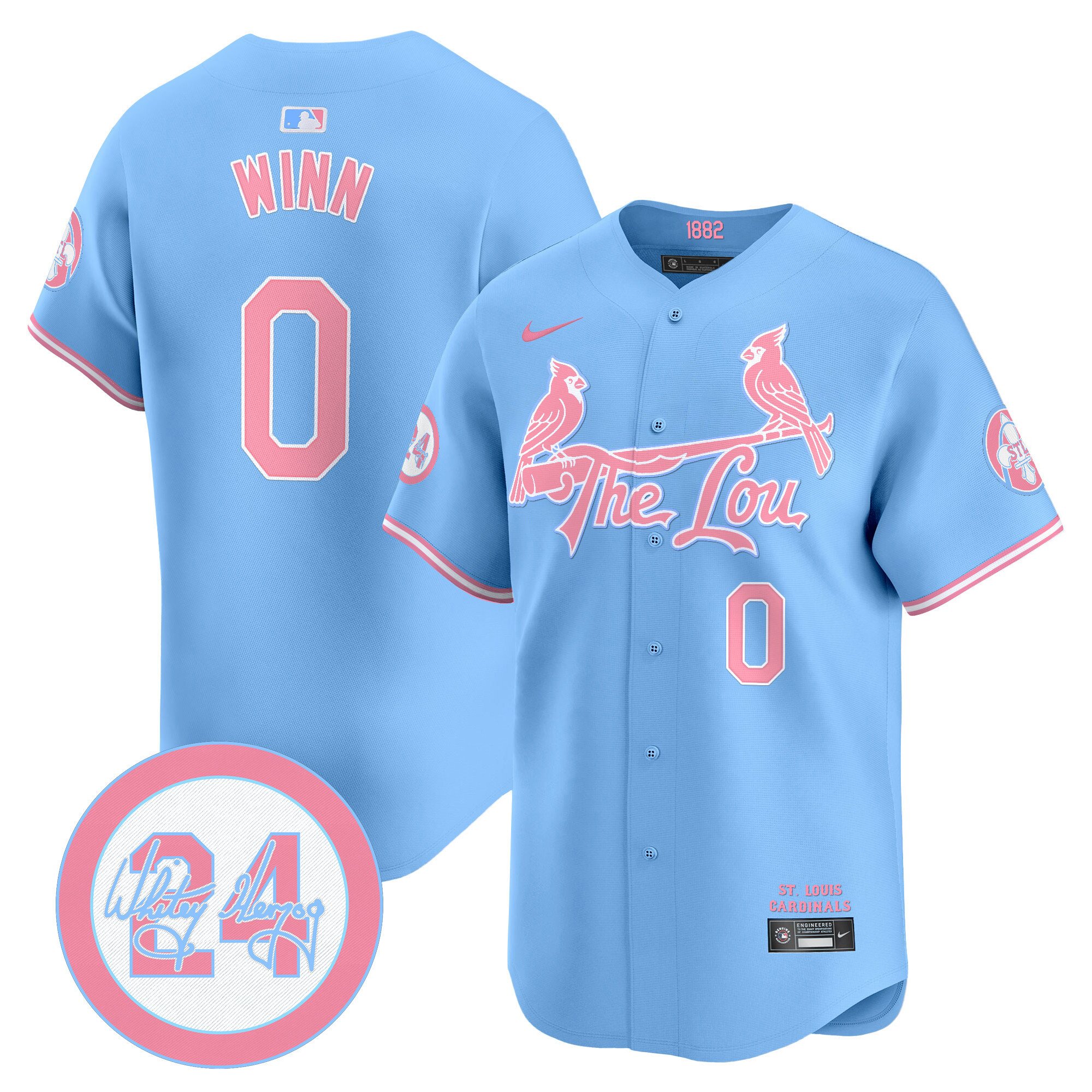 Masyn WinnUnisex St. Louis Cardinals Bubblegum Pink Vapor Premier Limited Light Blue Jersey - All Stitched
