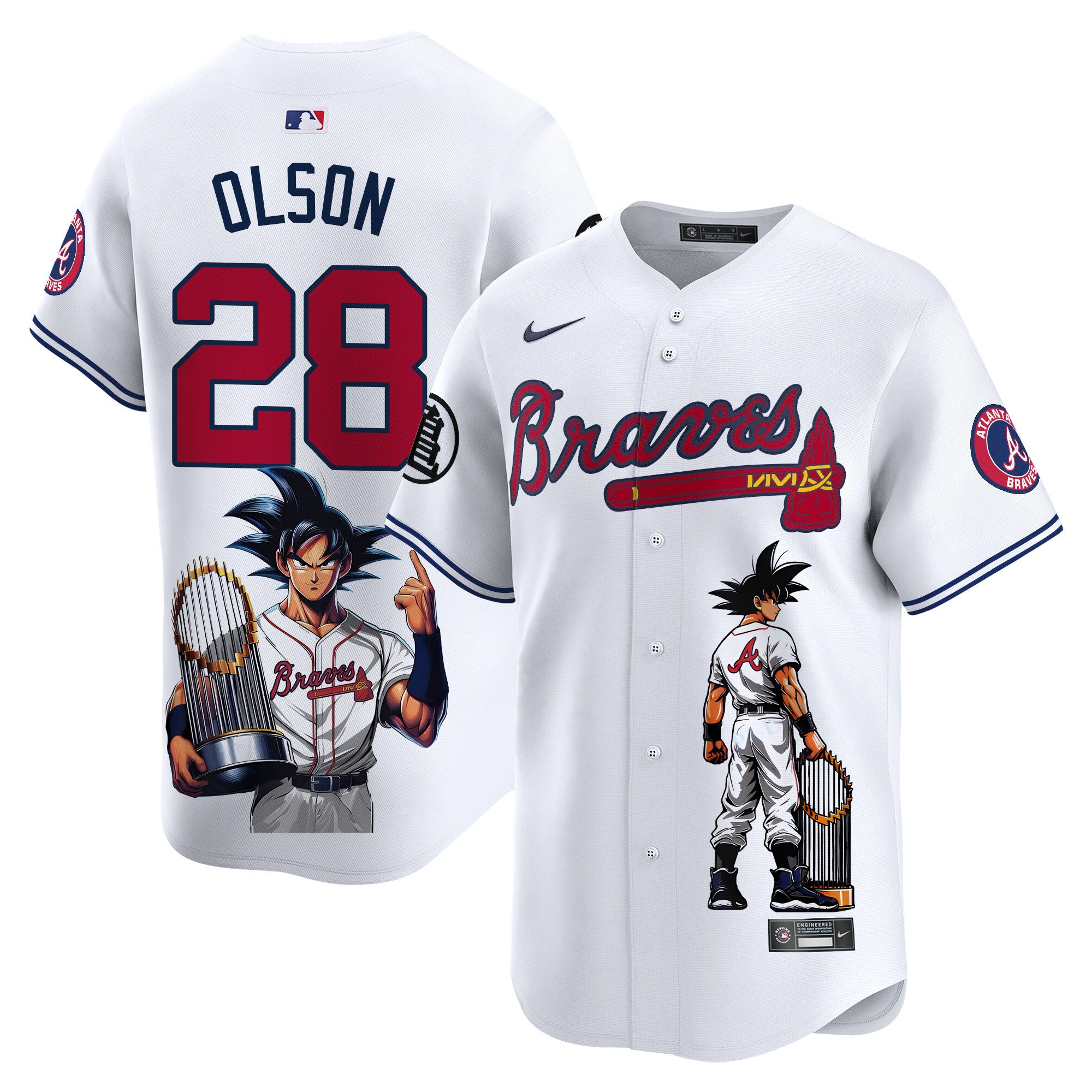Matt OlsonUnisex Atlanta Braves Dragon Ball Son Goku Vapor Premier Limited White Jersey - Printed