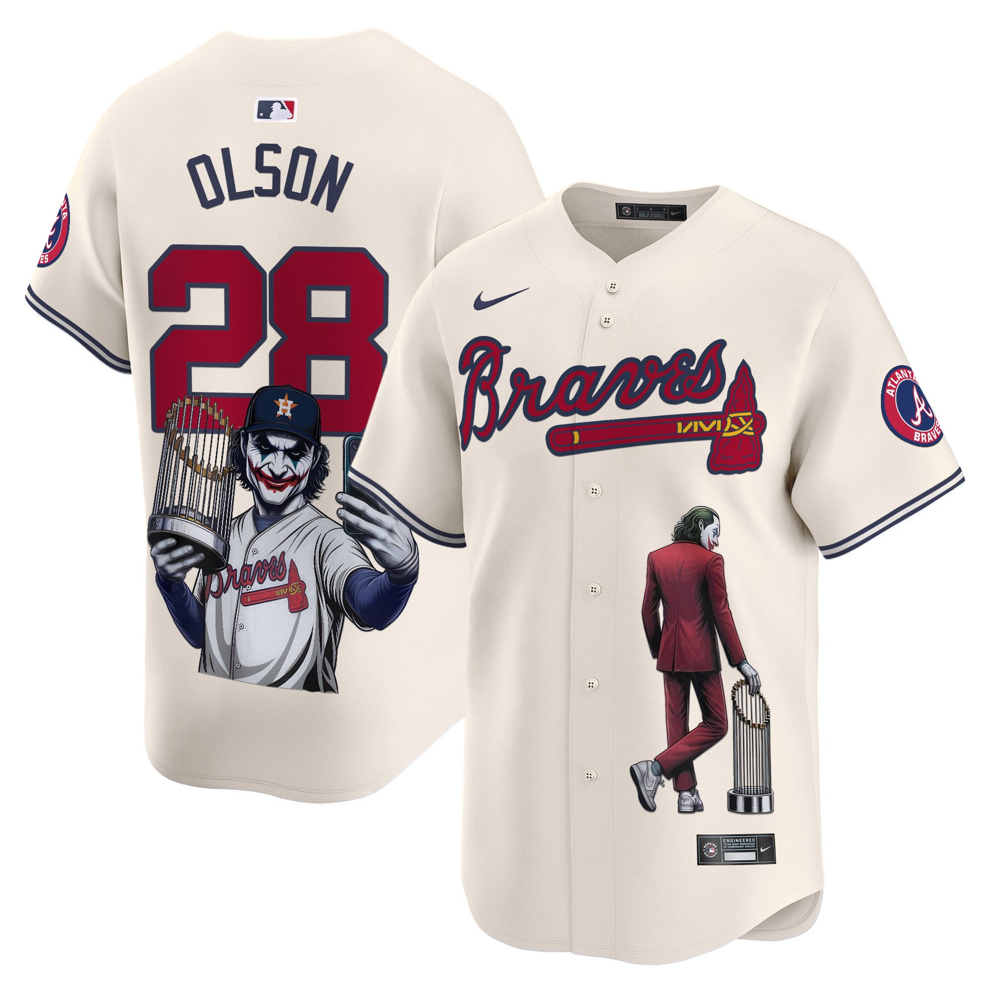 Matt OlsonUnisex Atlanta Braves Joker Vapor Premier Limited Cream Jersey - Printed