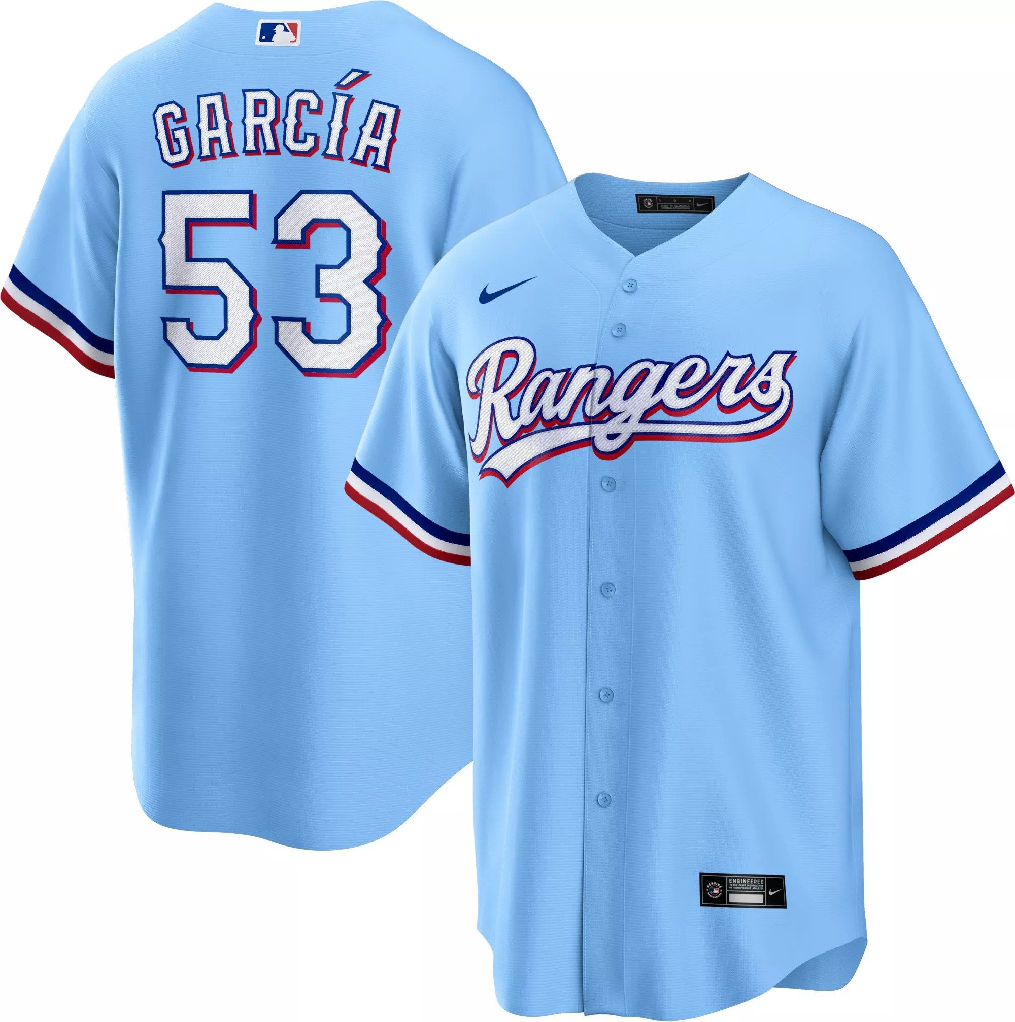 Men Adolis GarcÃŒa Texas Rangers Cool Base Light Blue Jersey - All Stitched