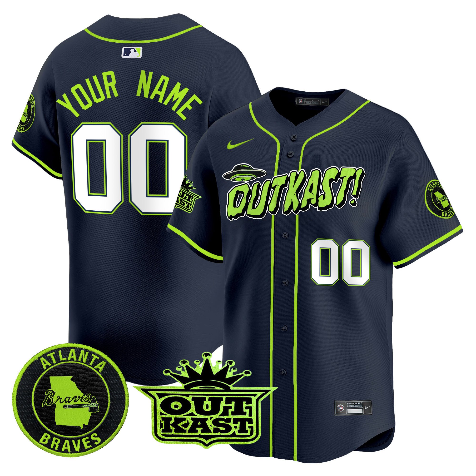 Men Atlanta Braves Atliens Vapor Premier Limited Custom Atliens Jersey V3 - All Stitched