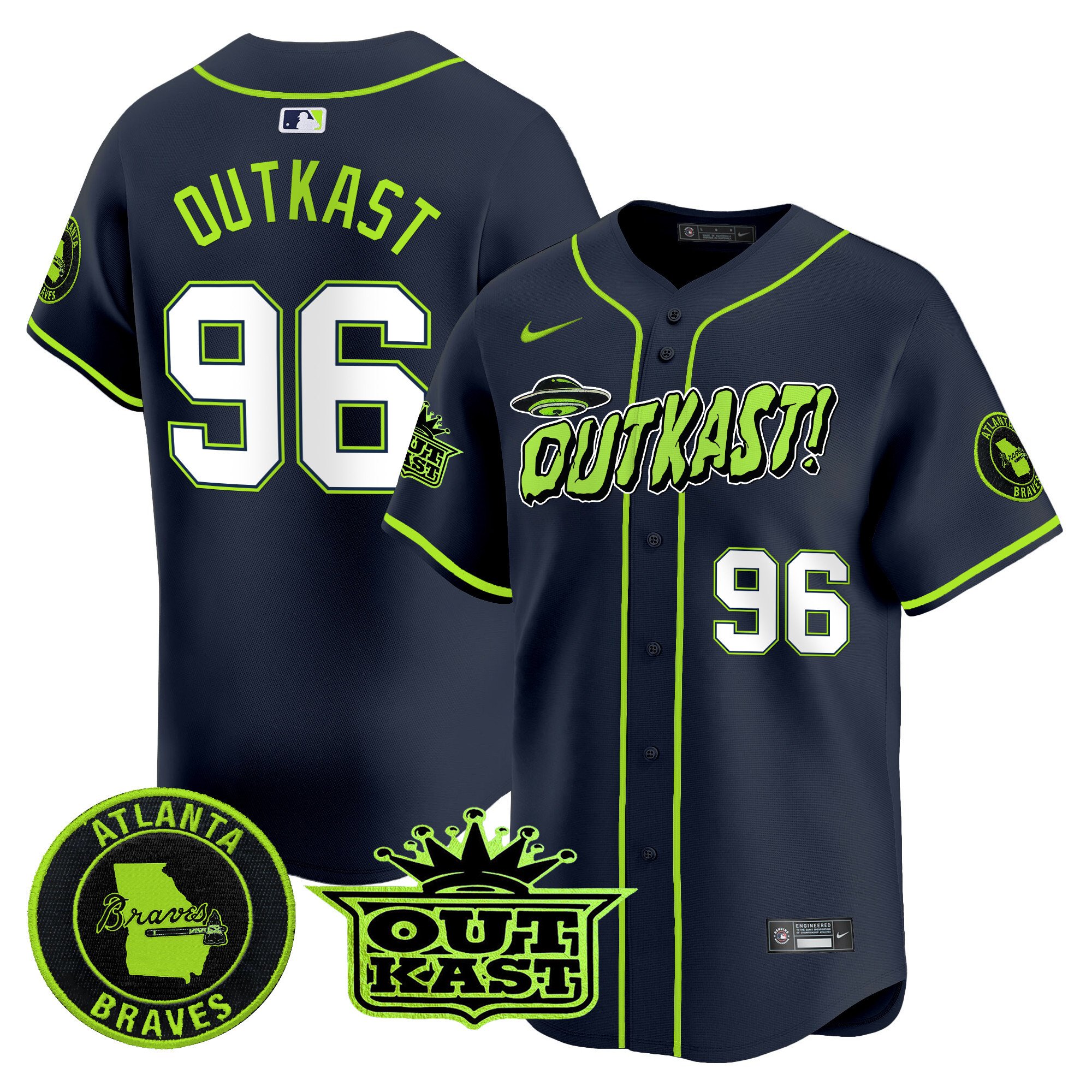 Men Atlanta Braves Atliens Vapor Premier Limited OutKast Jersey V3 - All Stitched