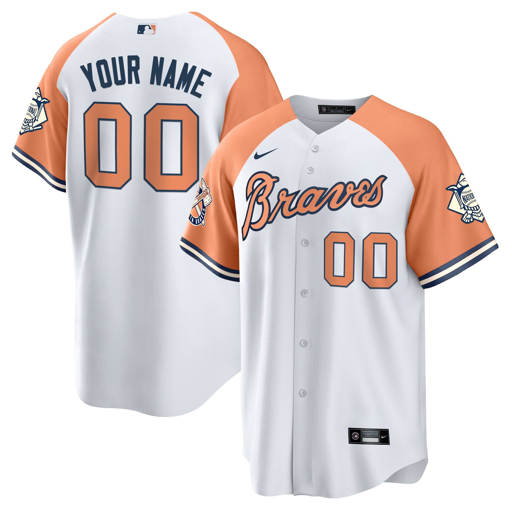 Men Atlanta Braves Peaches nÃ­ Cream Custom Alternate Jersey - All Stitched