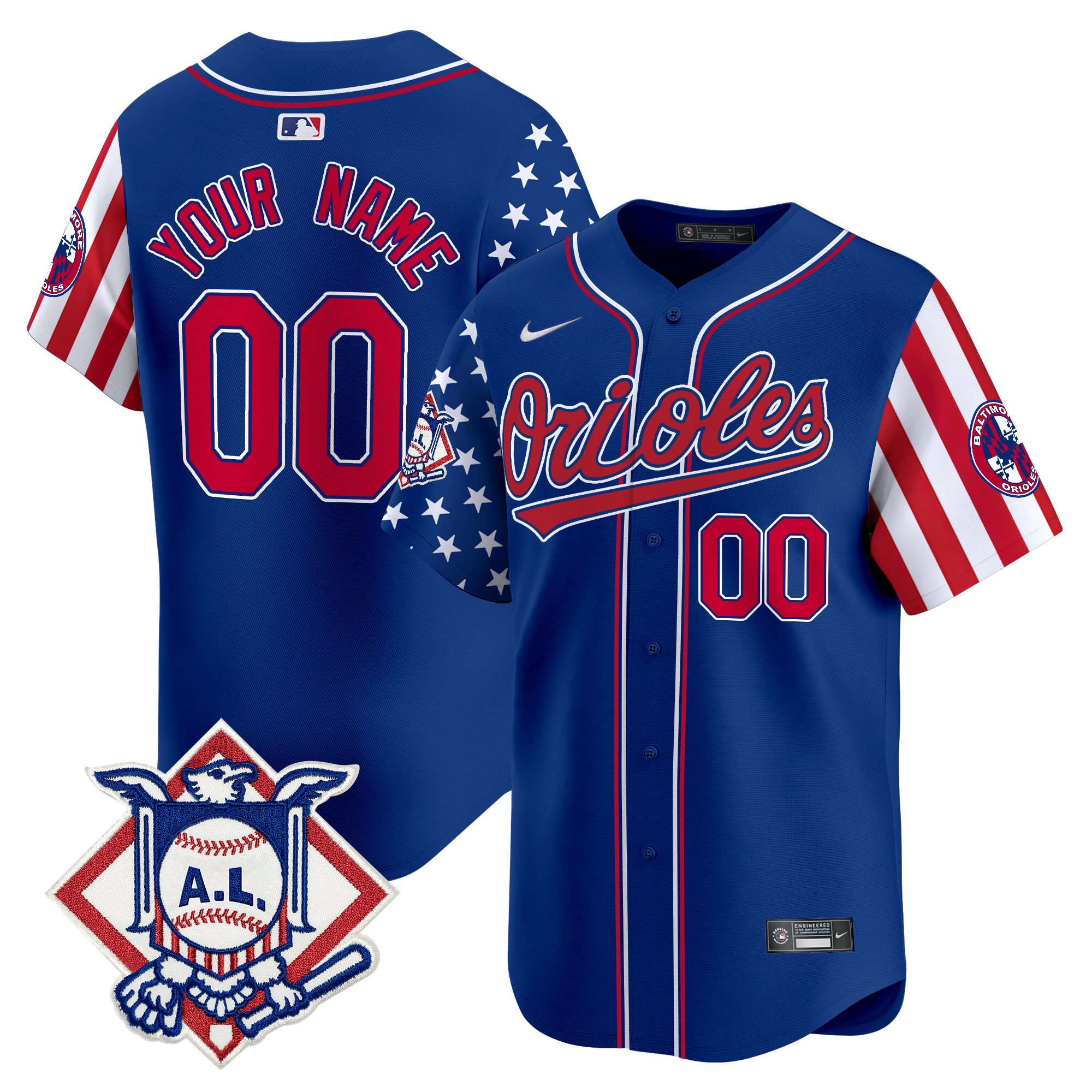 Men Baltimore Orioles 2024 Fourth of July Vapor Premier Limited Custom Royal Jersey - All Stitched