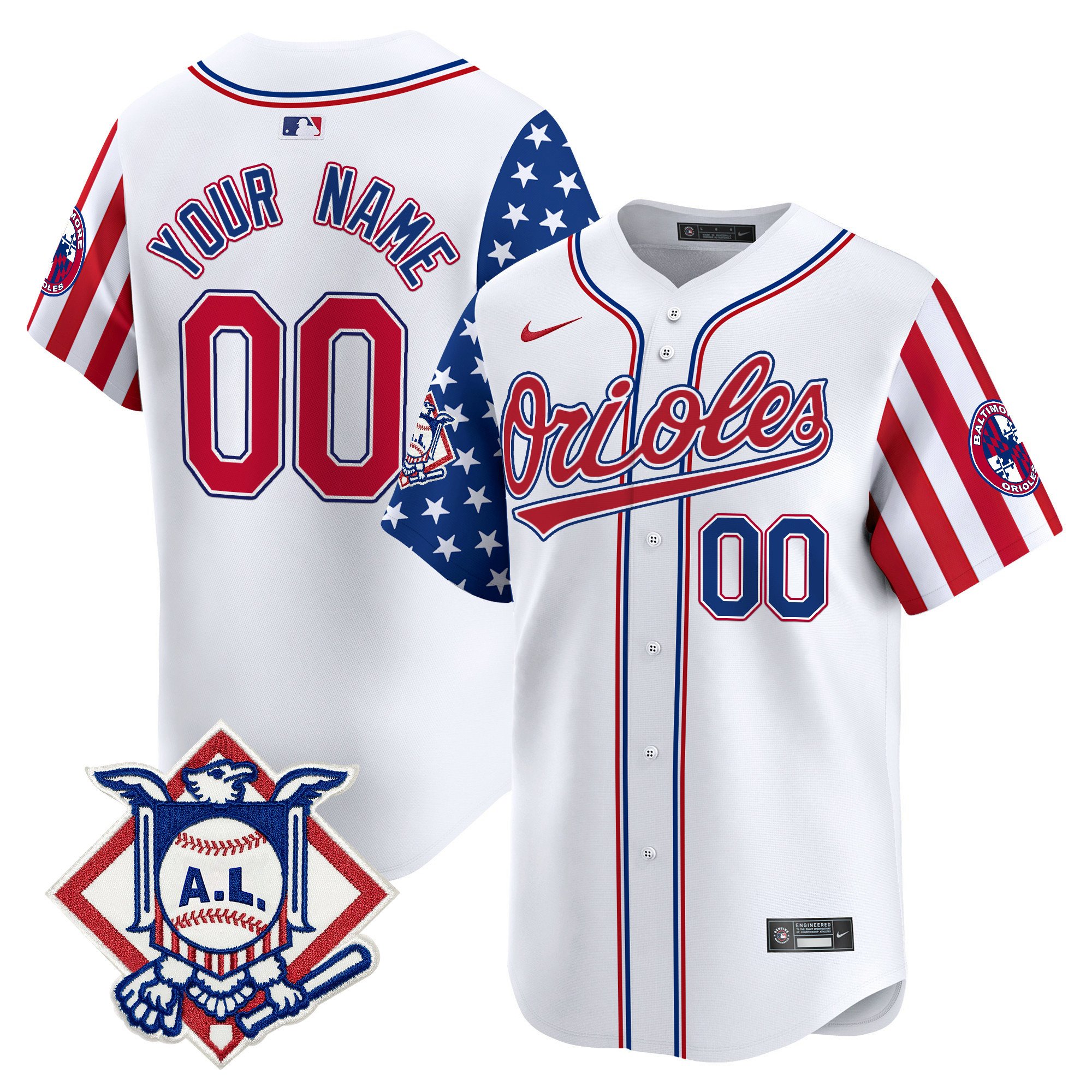 Men Baltimore Orioles 2024 Fourth of July Vapor Premier Limited Custom White Jersey - All Stitched