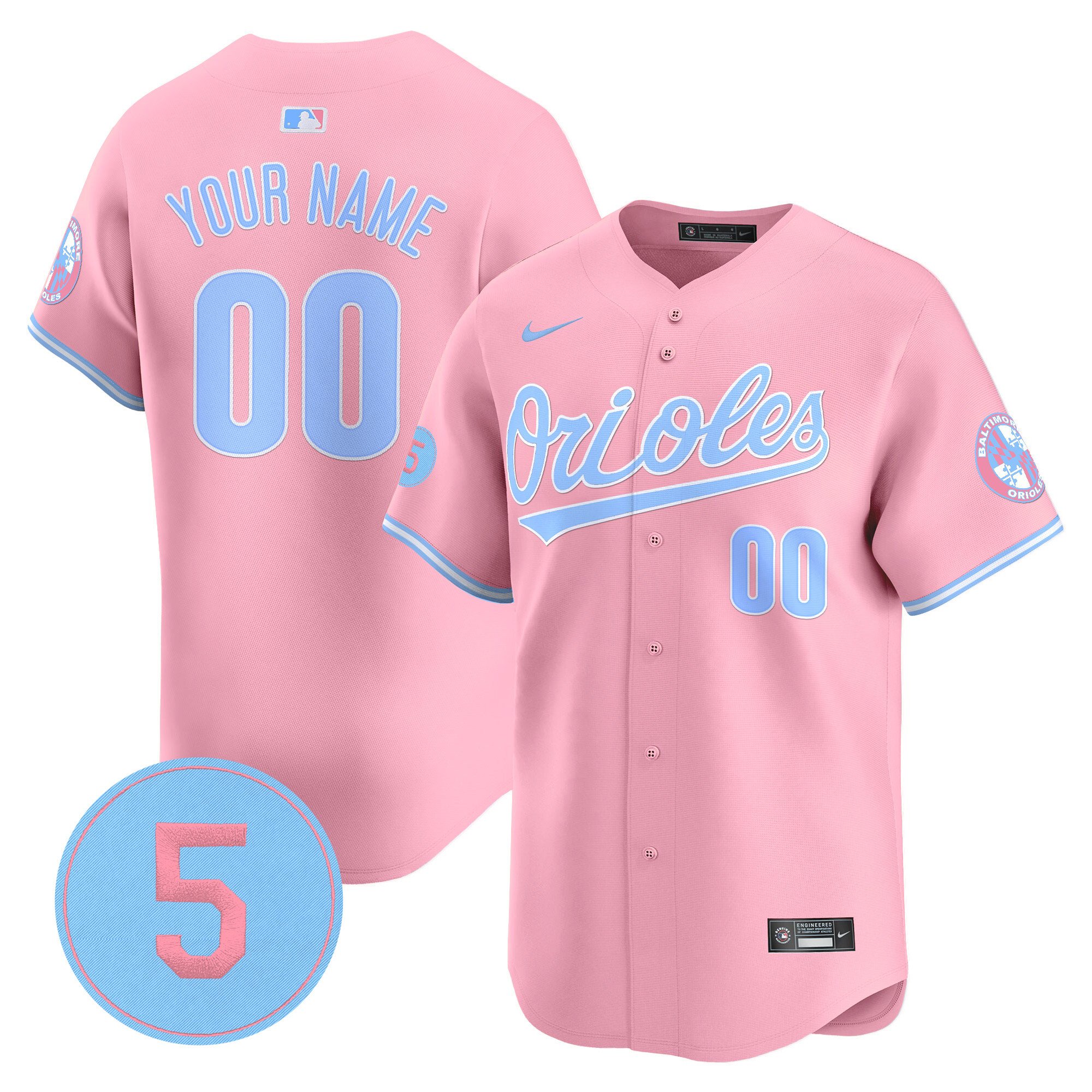 Men Baltimore Orioles Bubblegum Pink Robinson Patch Vapor Premier Limited Custom Pink Jersey - All Stitched
