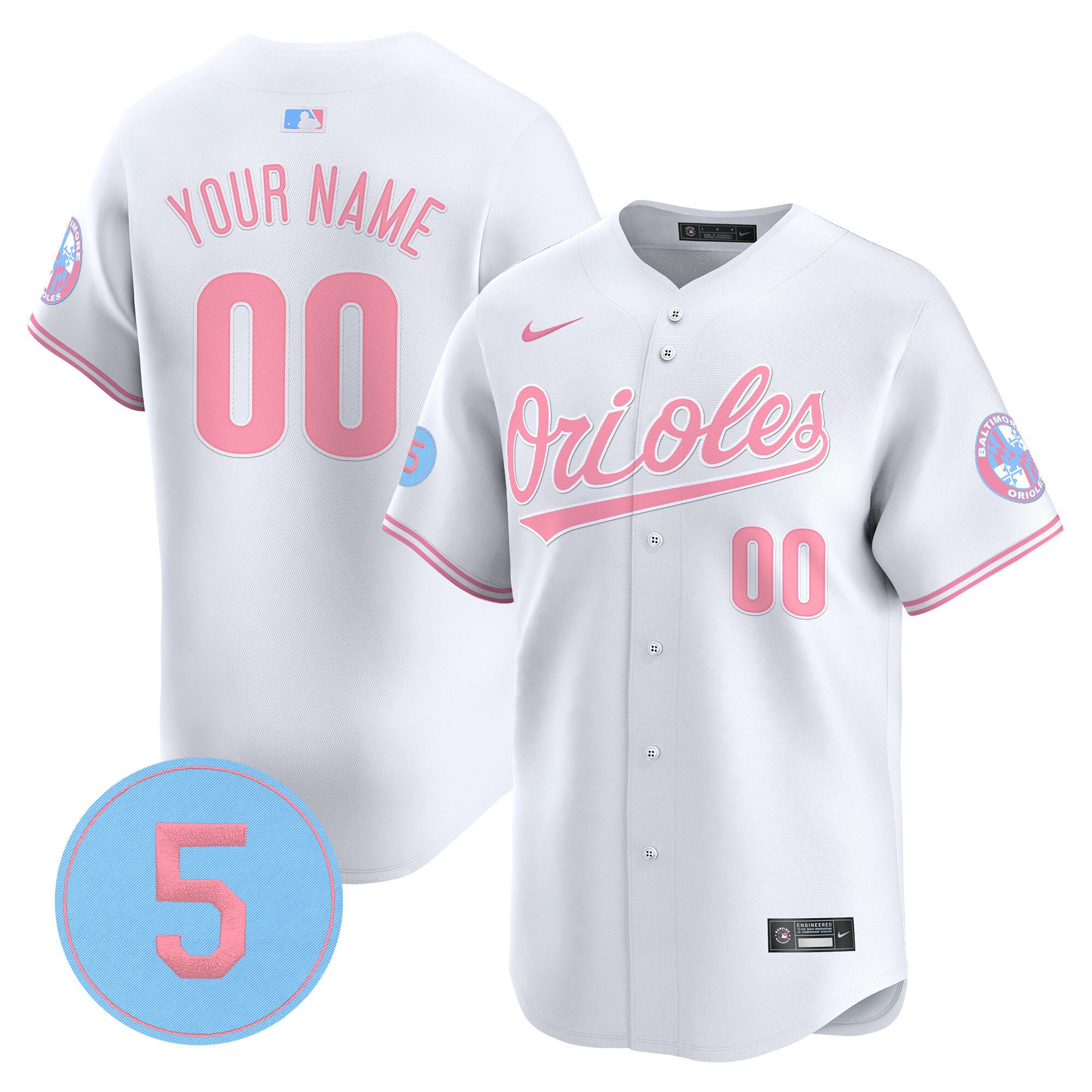 Men Baltimore Orioles Bubblegum Pink Robinson Patch Vapor Premier Limited Custom White Jersey - All Stitched