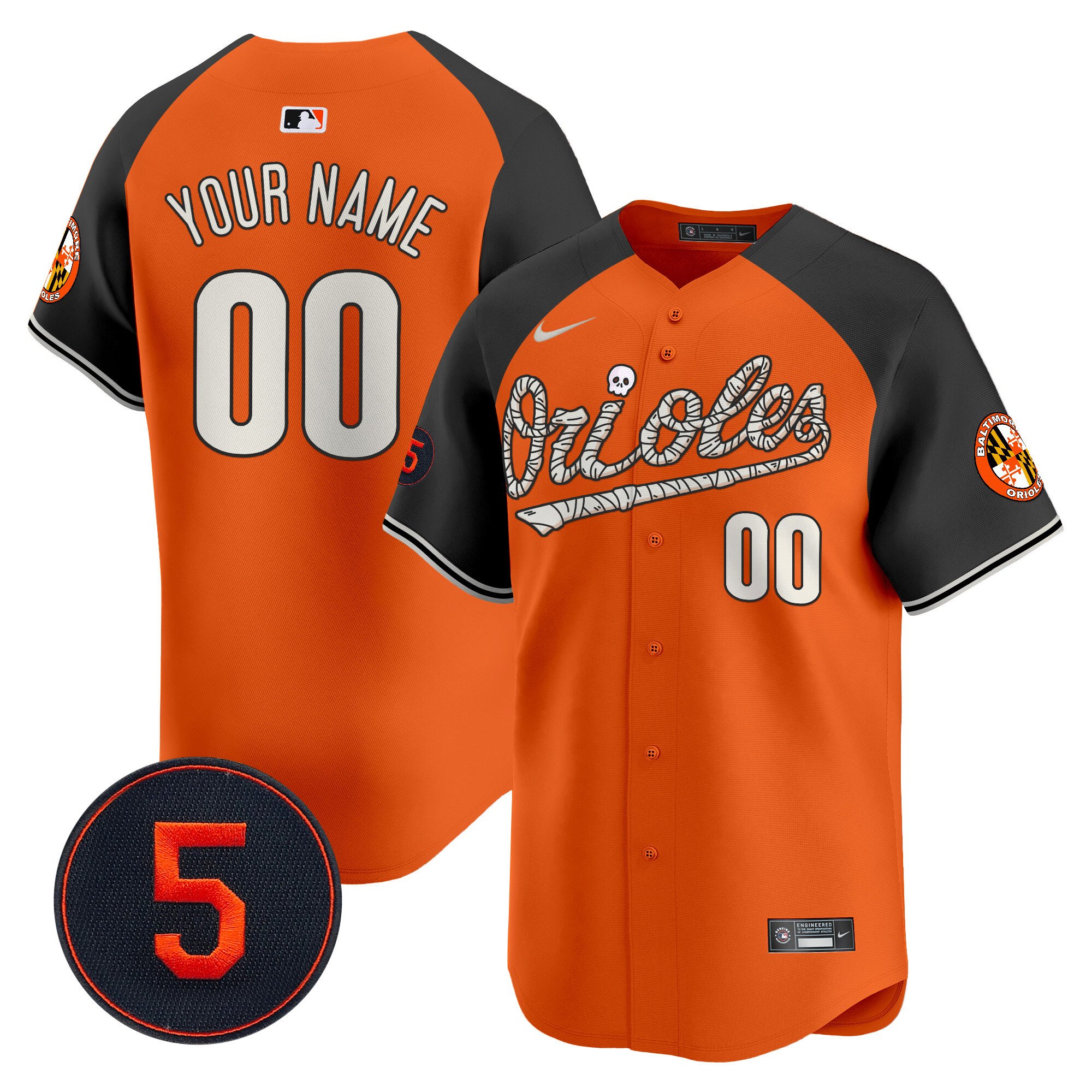 Men Baltimore Orioles Halloween Vapor Premier Limited Custom Alternate Jersey - All Stitched