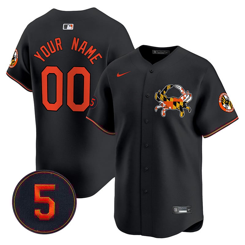 Men Baltimore Orioles Robinson Patch Vapor Premier Limited Custom Black Jersey V3 - All Stitched