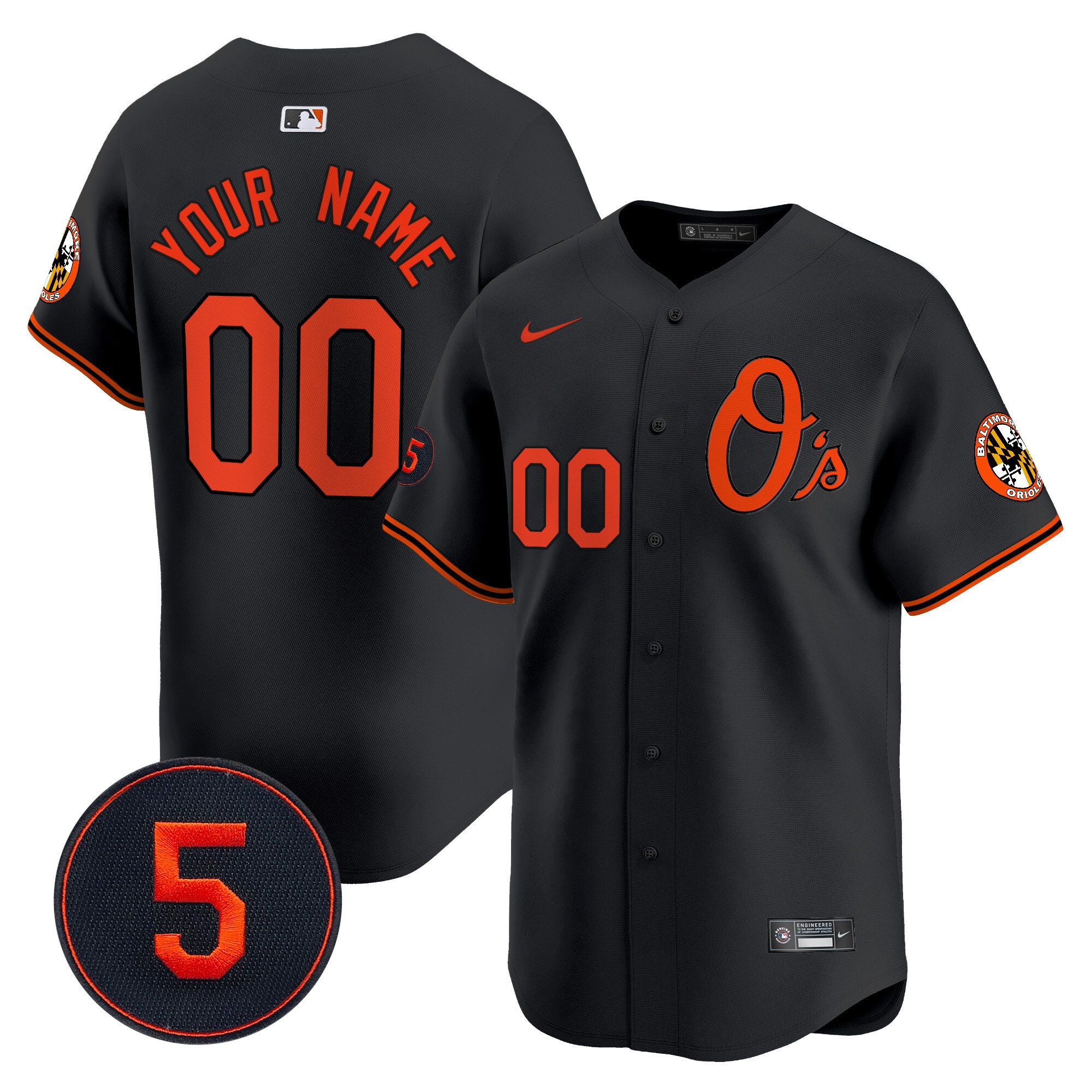 Men Baltimore Orioles Robinson Patch Vapor Premier Limited Custom Black Jersey V4 - All Stitched