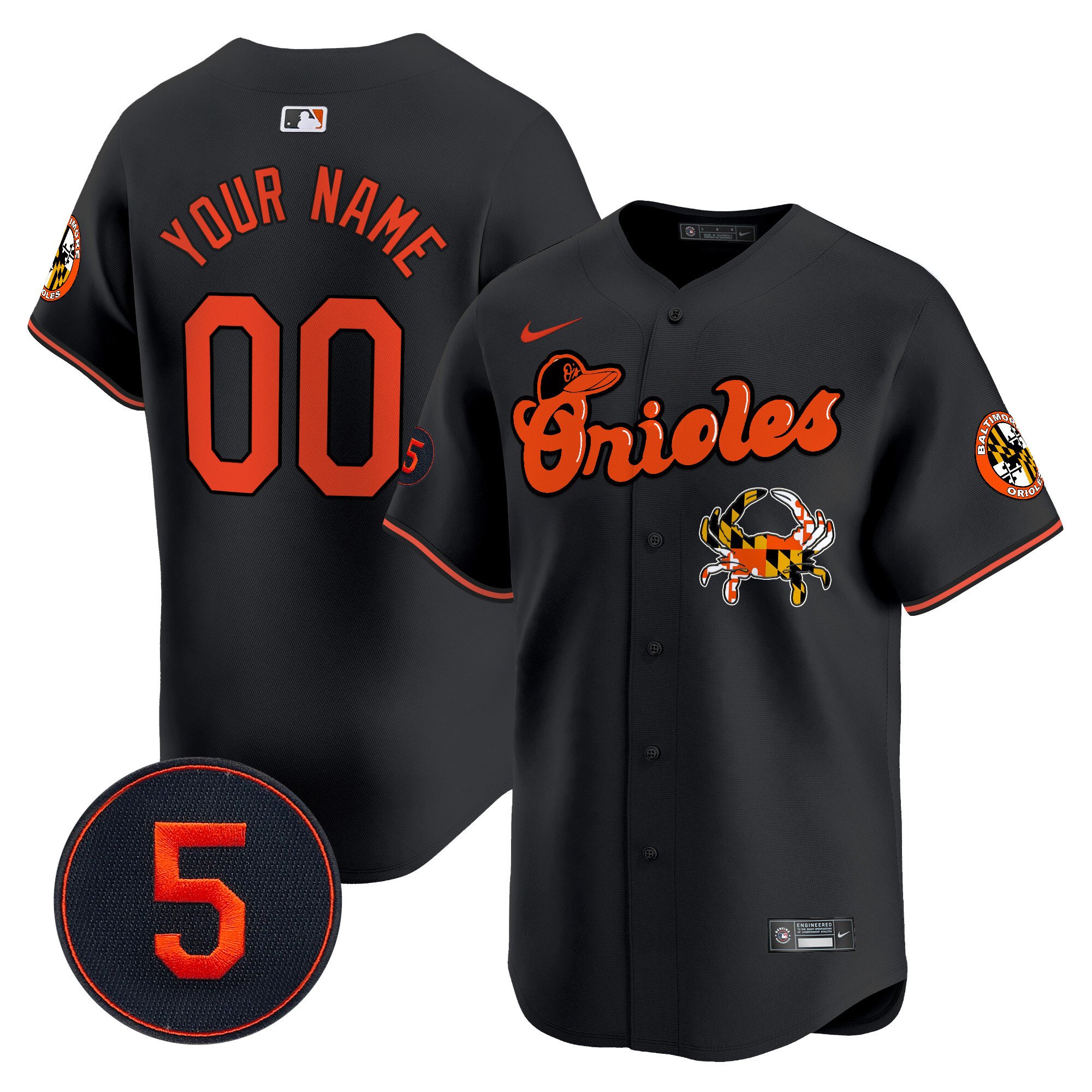 Men Baltimore Orioles Robinson Patch Vapor Premier Limited Custom Black Jersey V6 - All Stitched