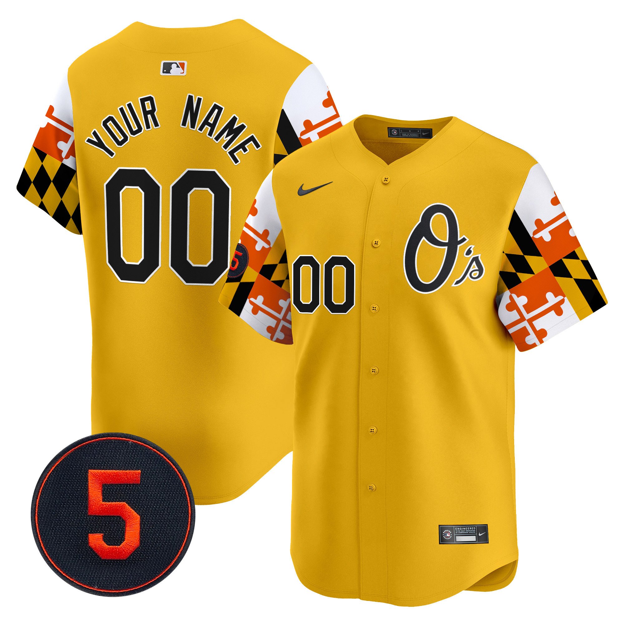 Men Baltimore Orioles Robinson Patch Vapor Premier Limited Custom Gold Jersey V5 - All Stitched