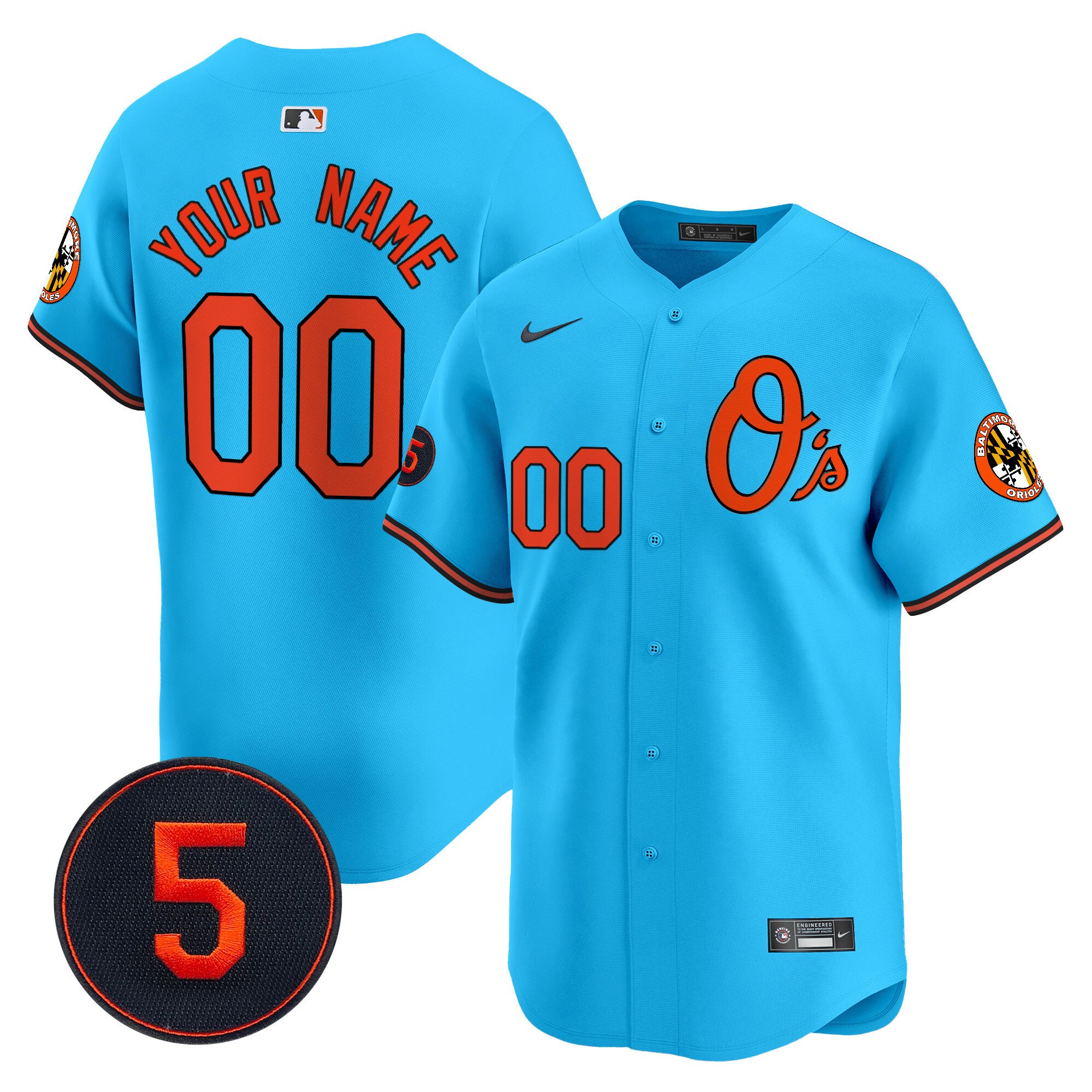 Men Baltimore Orioles Robinson Patch Vapor Premier Limited Custom Light Blue Jersey V4 - All Stitched