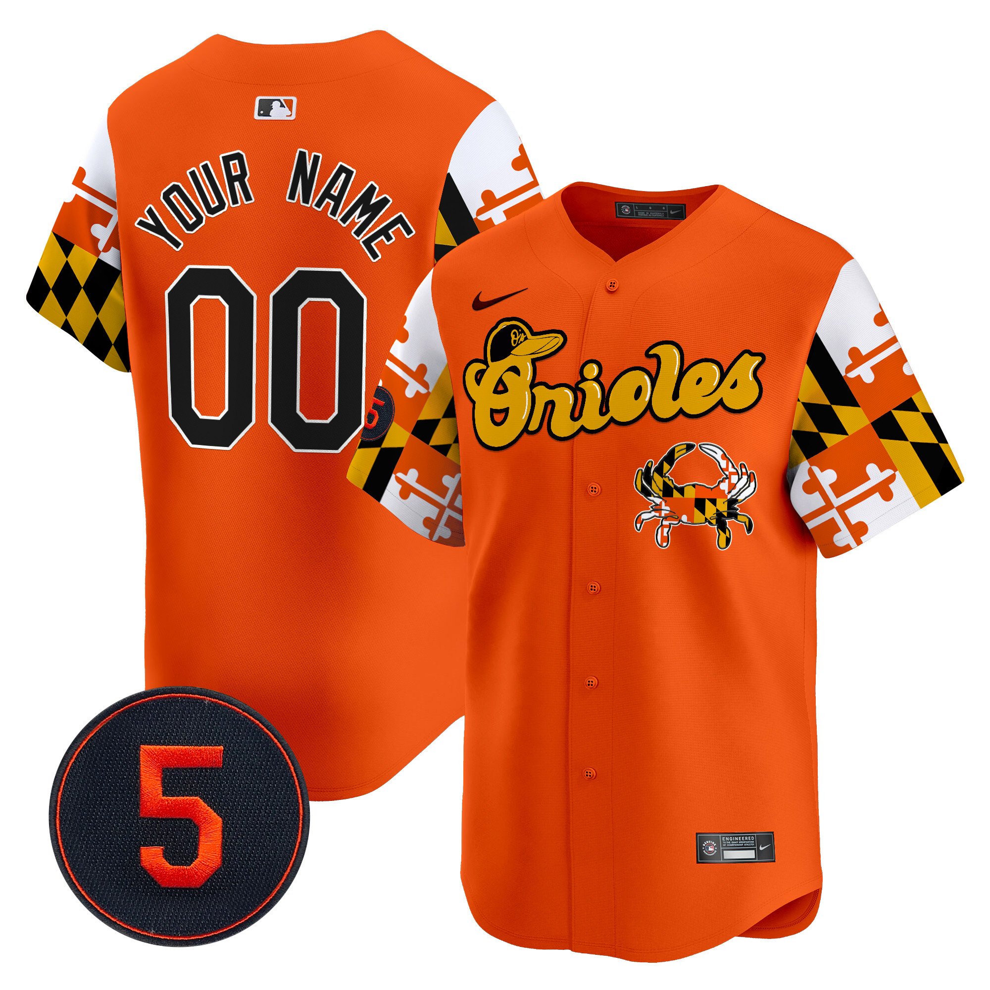 Men Baltimore Orioles Robinson Patch Vapor Premier Limited Custom Orange Jersey V7 - All Stitched