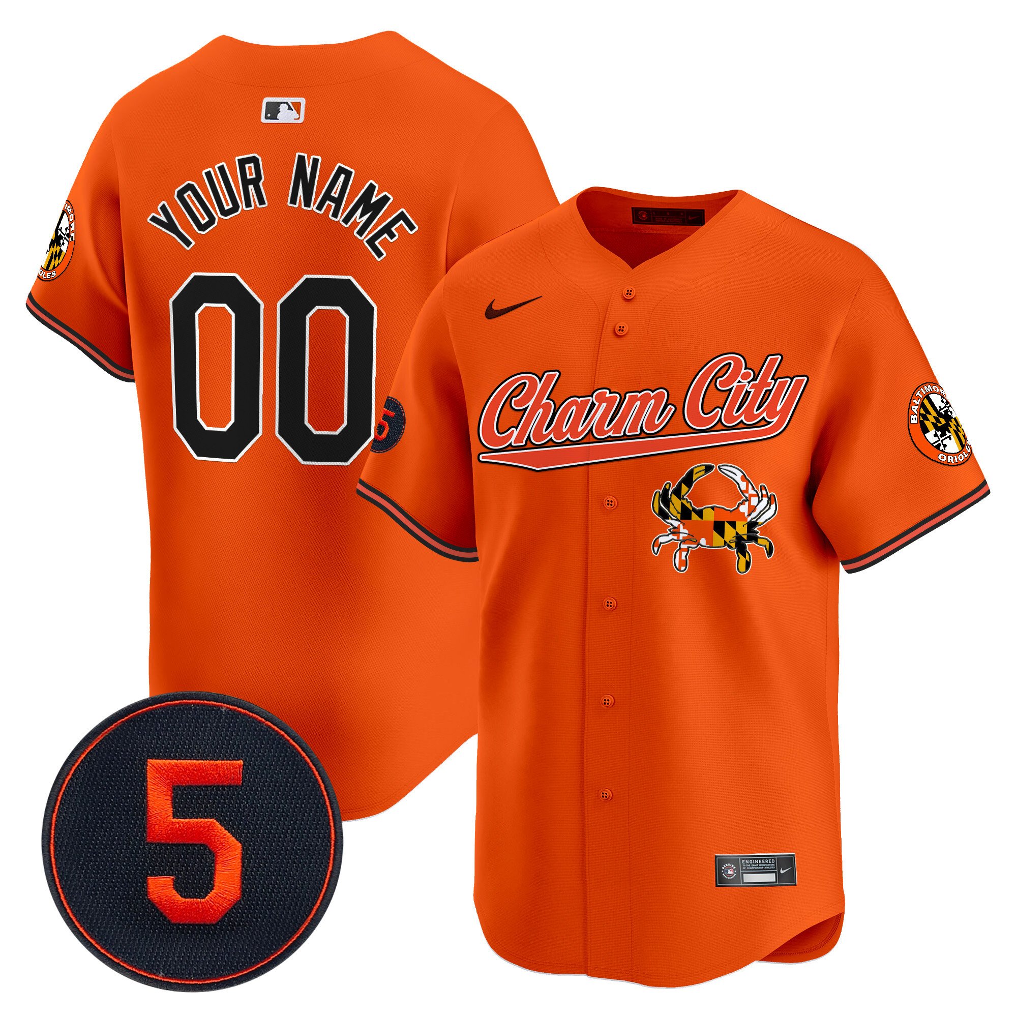 Men Baltimore Orioles Robinson Patch Vapor Premier Limited Custom Orange Jersey V8 - Stitched