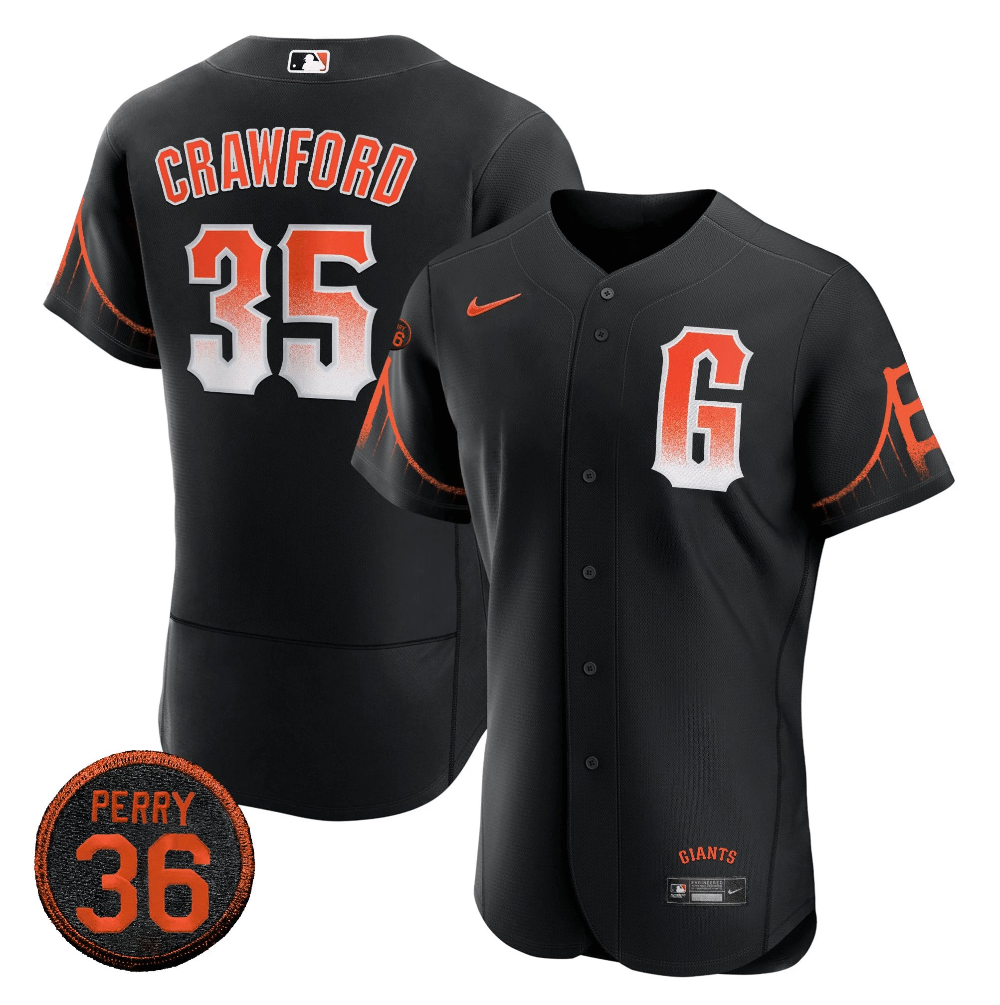 Men Brandon Crawford San Francisco Giants 2023 Black City Connect #36 Gaylord Perry Patch Jersey - All Stitched
