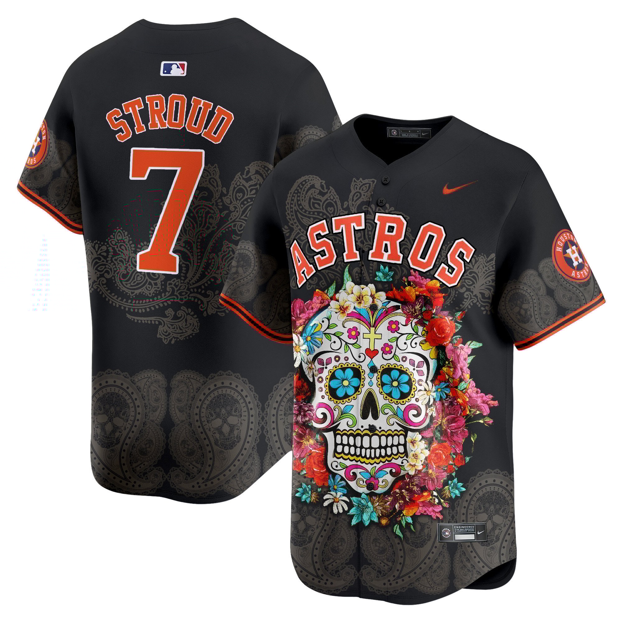 Men CJ Stroud Houston Astros Mexico Skull Vapor Premier Limited Jersey - Printed