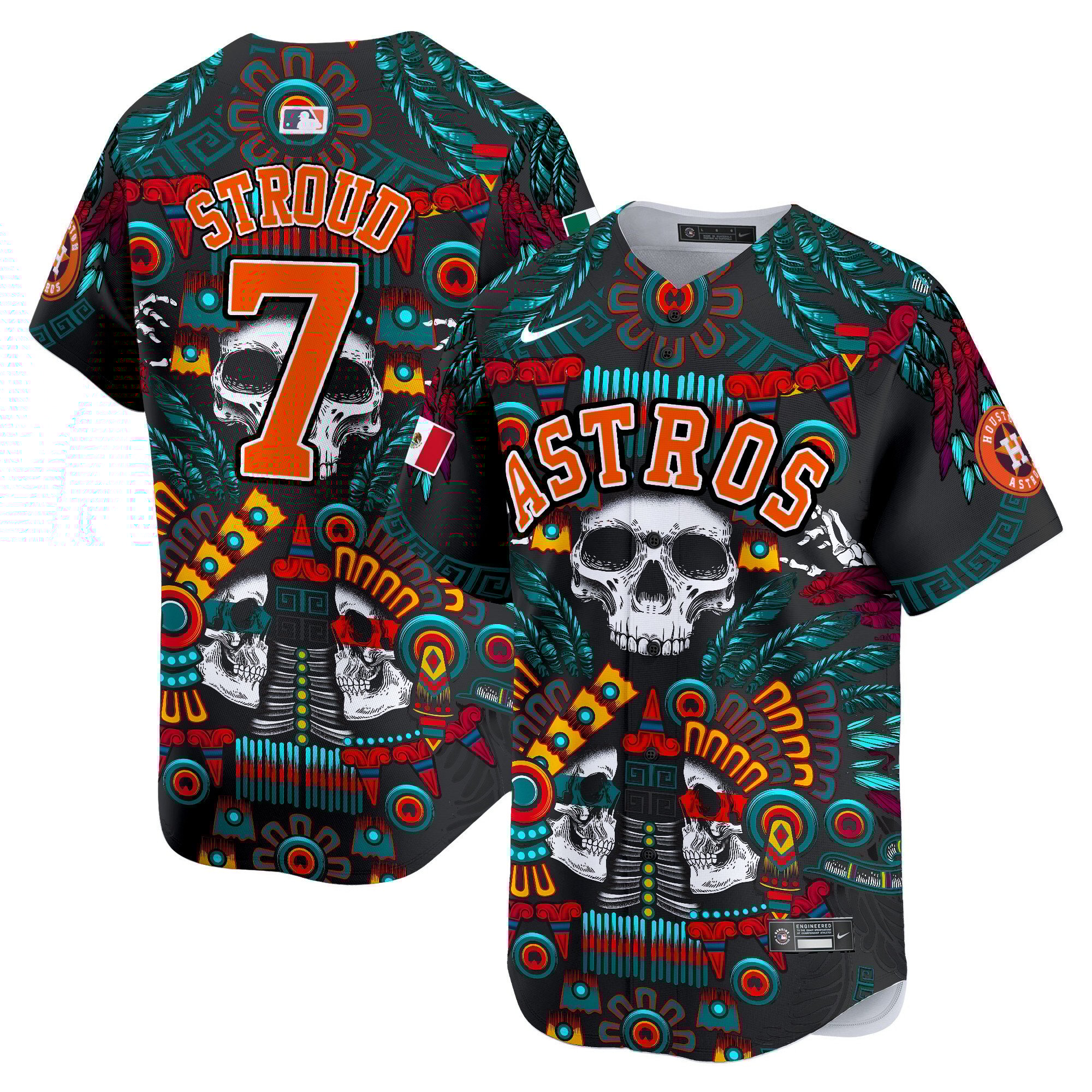 Men CJ Stroud Houston Astros Mexico Skull Vapor Premier Limited Jersey V2 - Printed