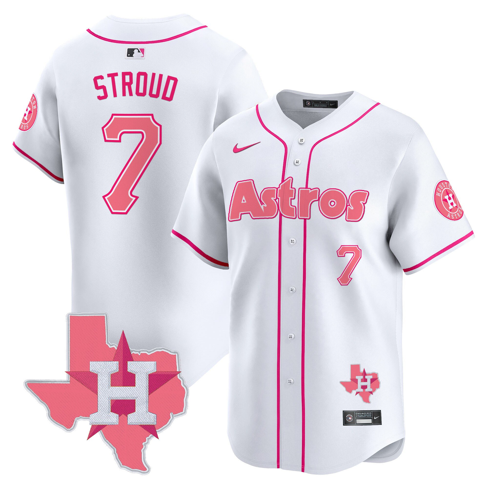 Men CJ Stroud Unisex Houston Astros Bubblegum Pink Vapor Premier Limited Jersey V3 - All Stitched