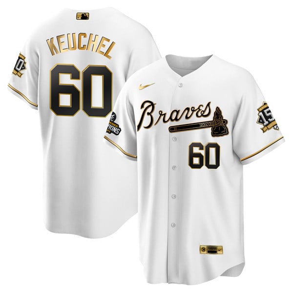 Men Dallas Keuchel Atlanta Braves World Series Champion White Gold Cool Base Jersey 2021 Ã± Stitched