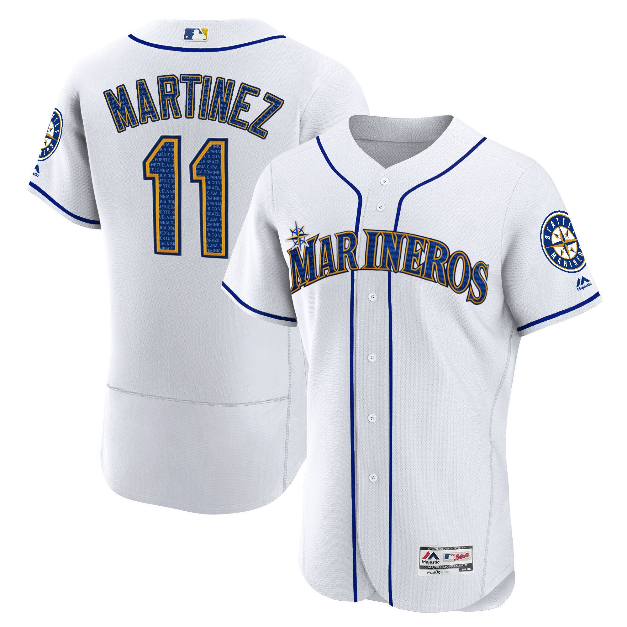 Men Edgar Martinez Seattle Marineros Hispanic Heritage Houston Astros Jersey - All Stitched